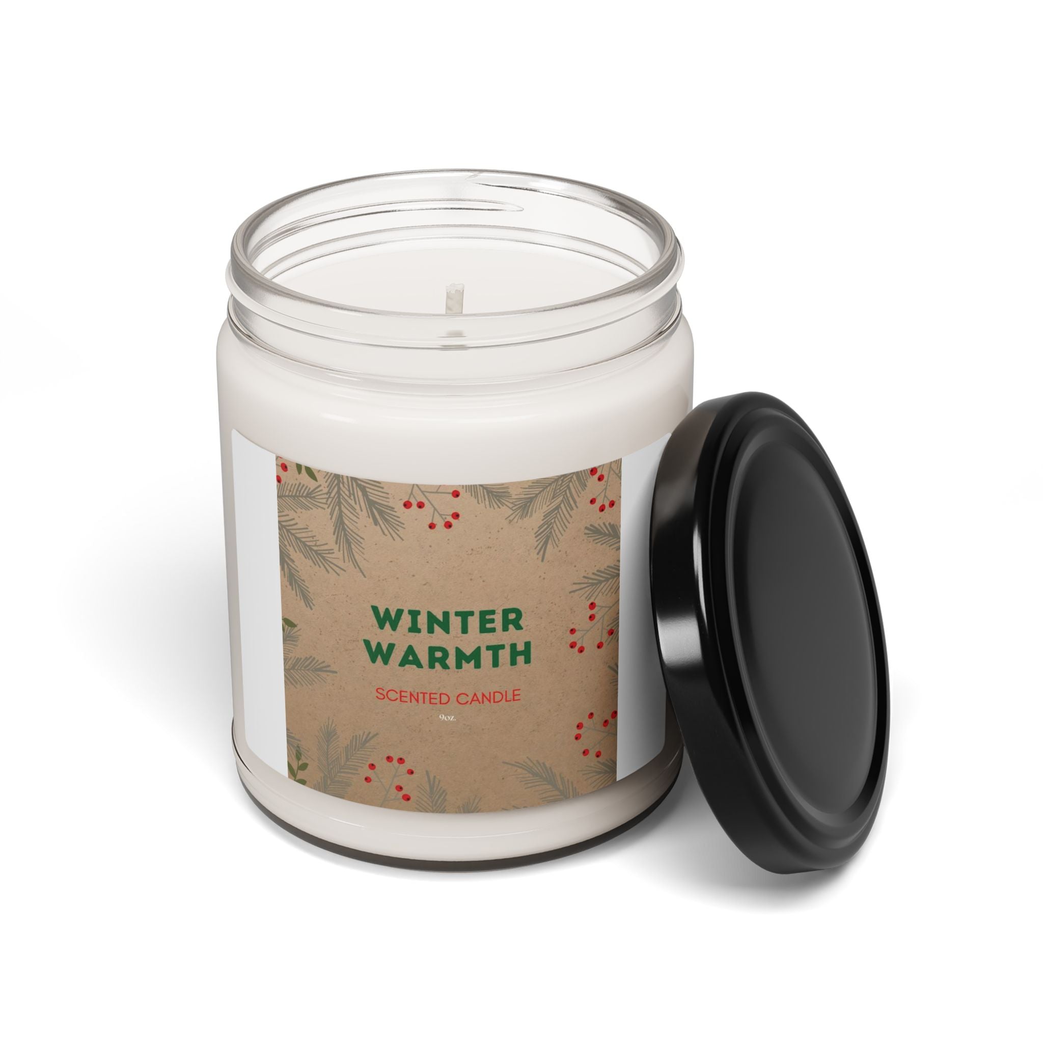 Winter Warmth Scented Soy Candle — 9oz Holiday Pine & Spice Jar