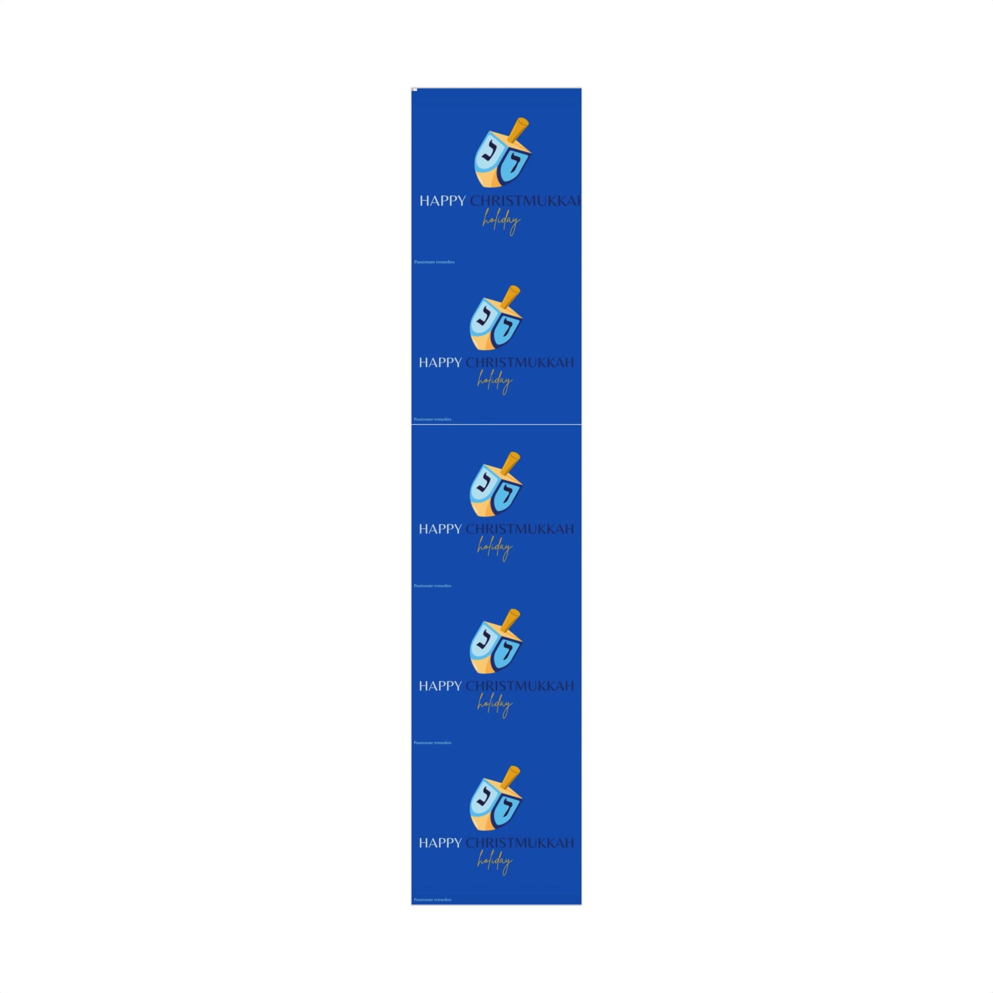 Hanukkah Dreidel Gift Wrap Paper – Blue Holiday Wrapping Sheets with “Happy Hanukkah” Design