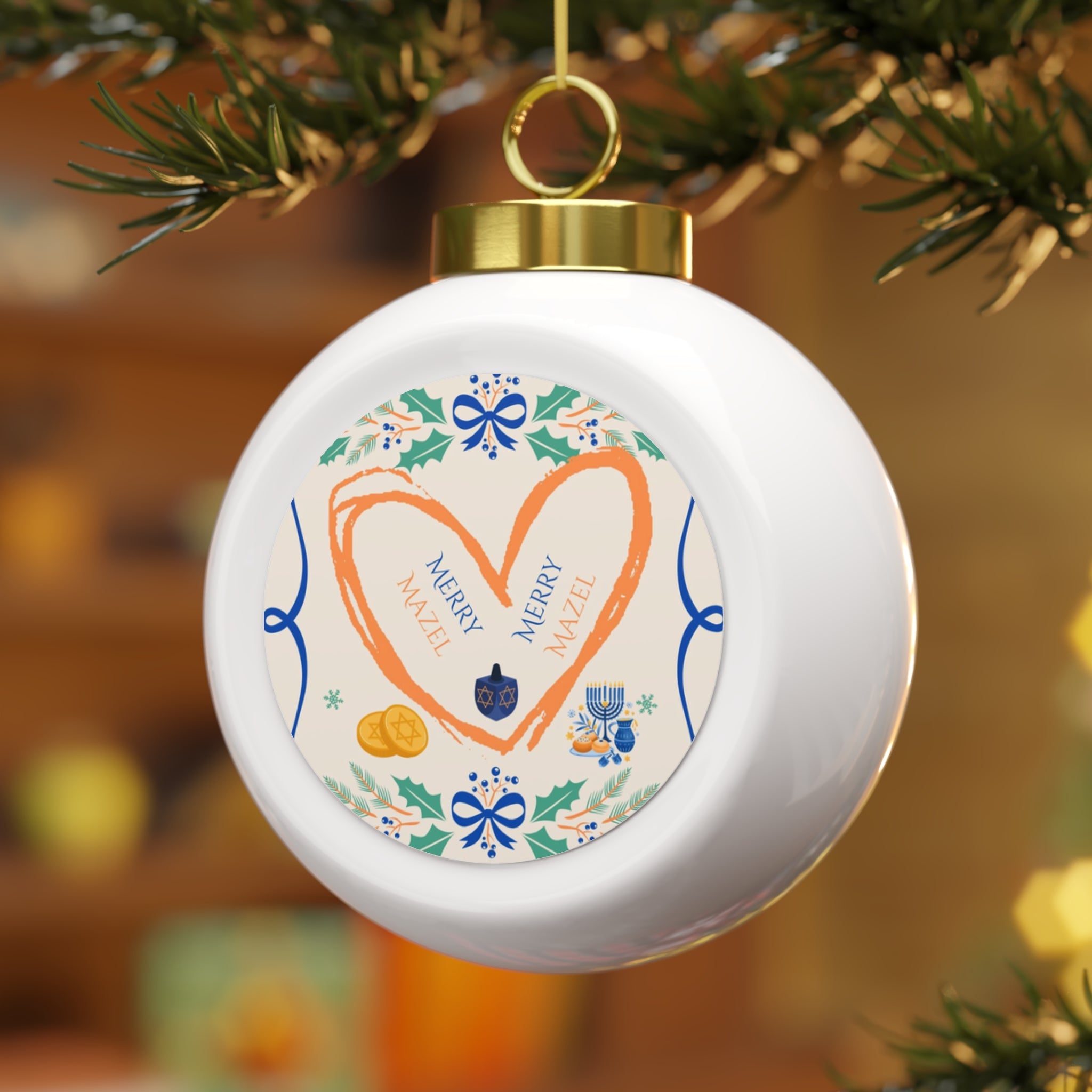 Christmas Heart Ornament — Festive Floral Holiday Ball