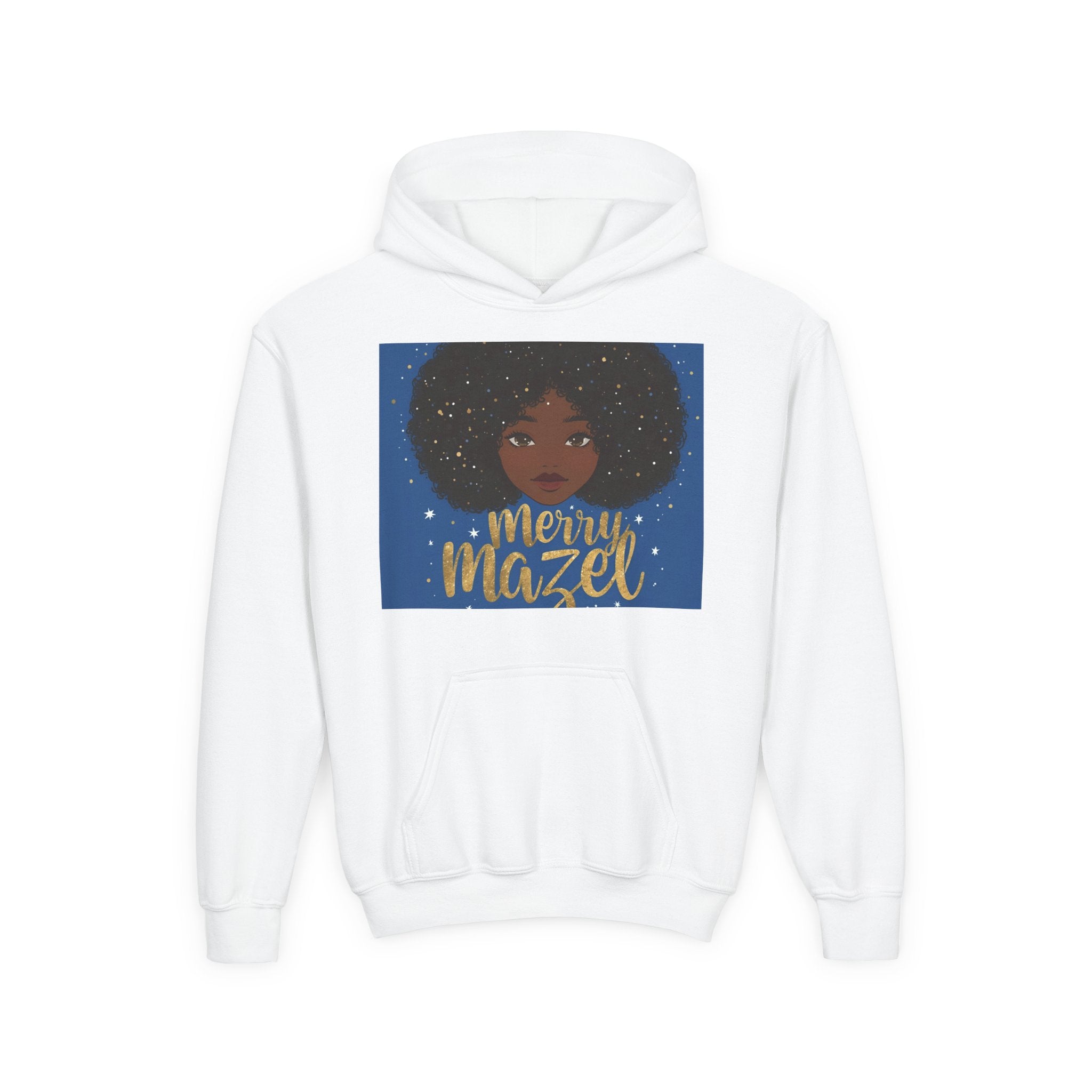 Youth Hoodie — 'Merry Mazel' Afro Girl Holiday Hoodie