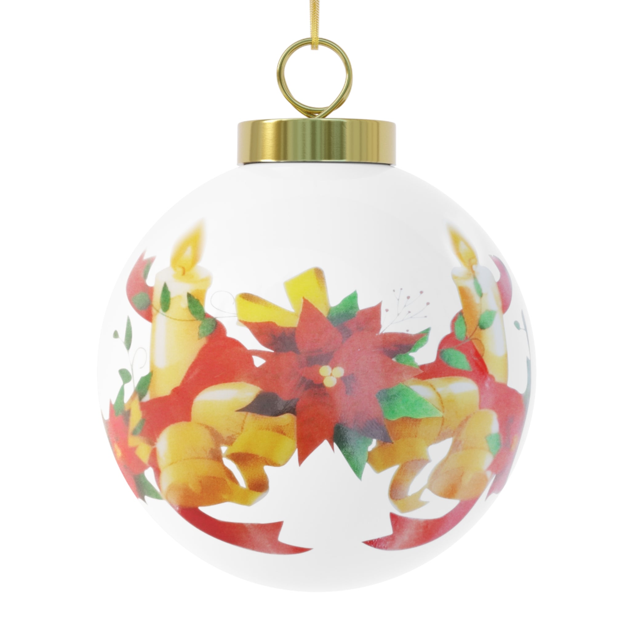 Festival of Lights Christmas Ornament – Poinsettia & Wreath Holiday Ball