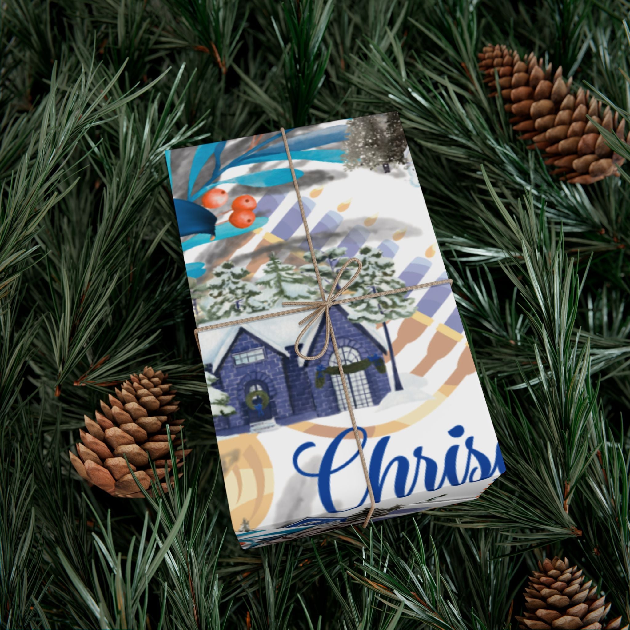 Happy Chrismukkah Gift Wrap Paper — Festive Chrismukkah Holiday Wrapping