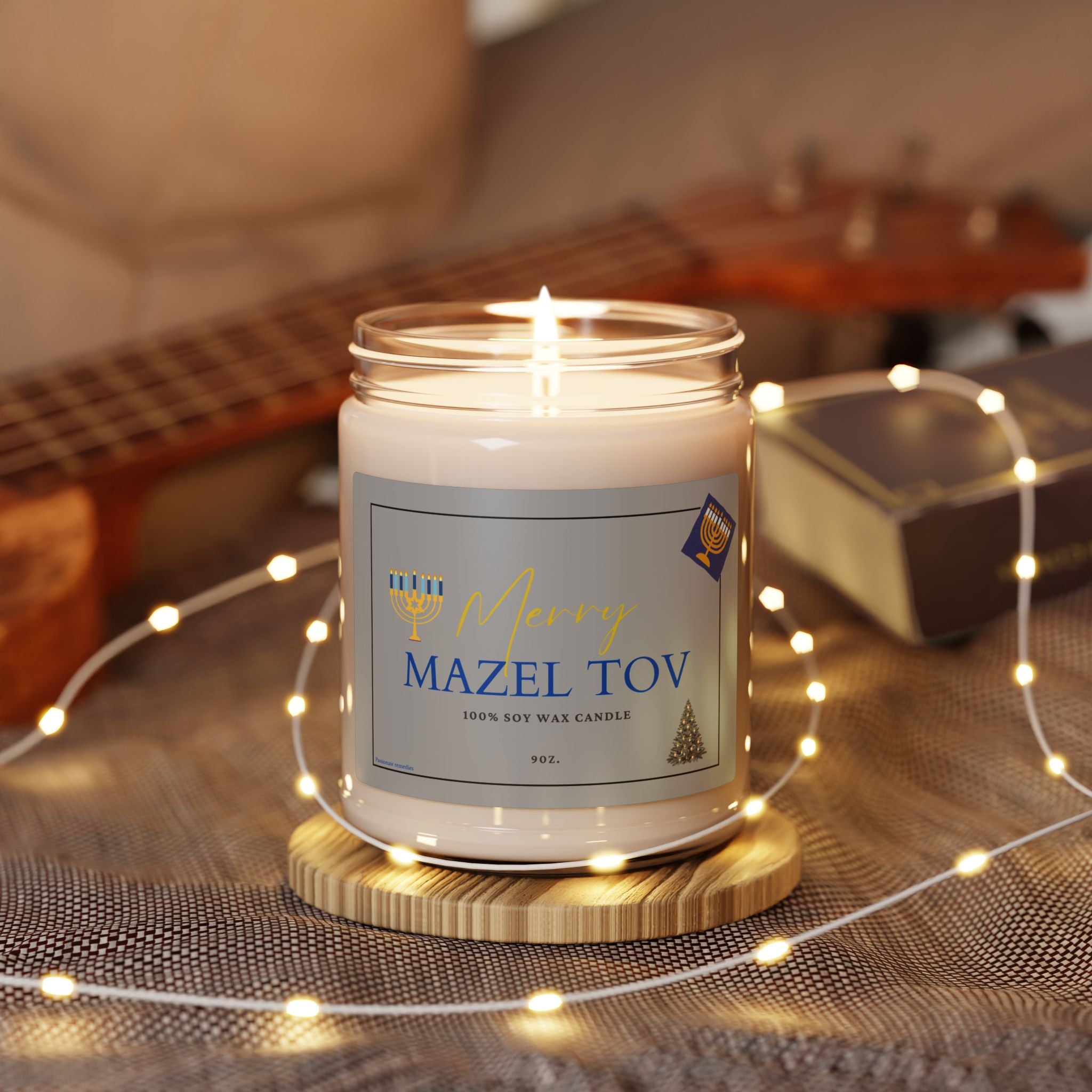Mazel Tov Soy Candle — 9oz Scented Holiday Candle (Hanukkah/Christmas)