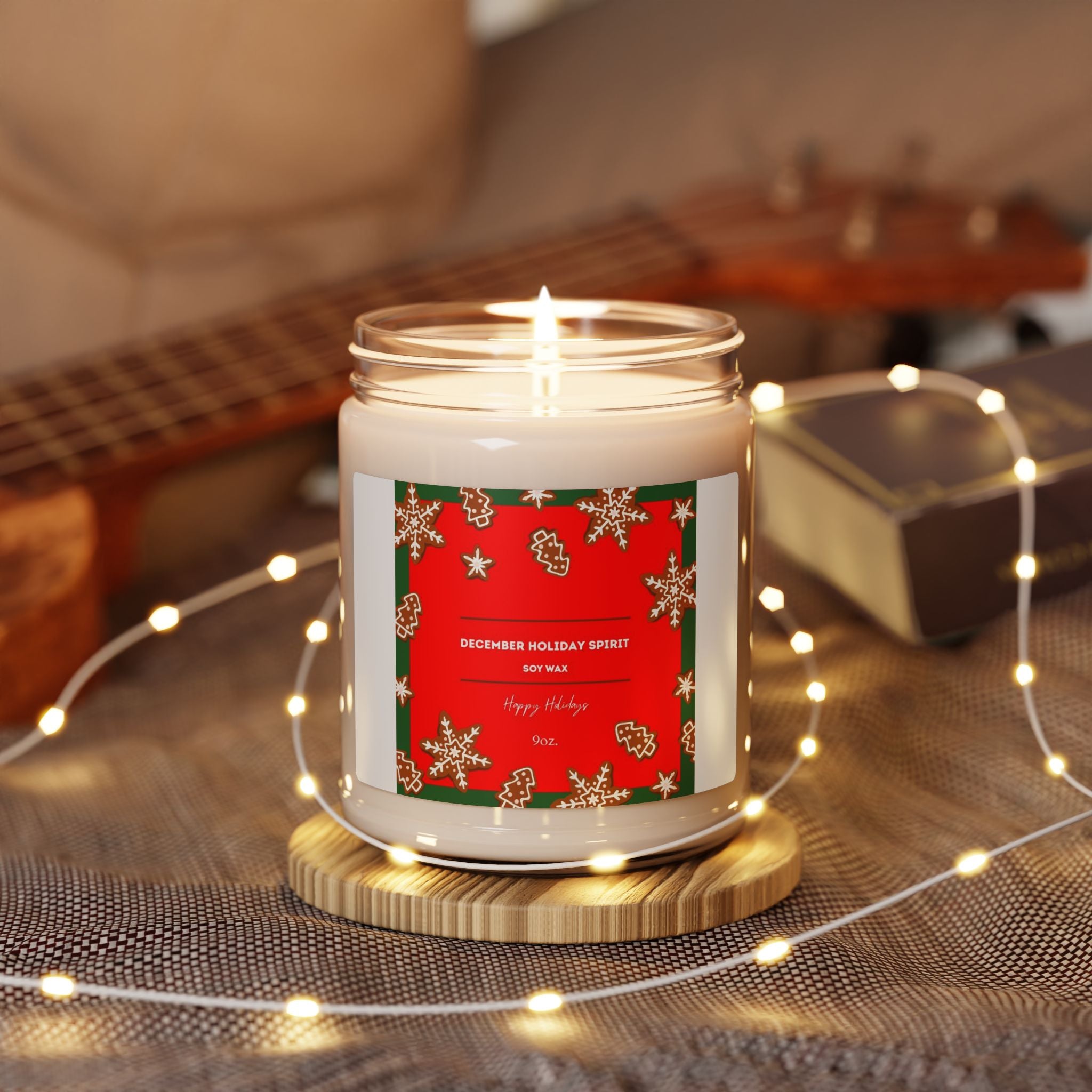Holiday Spice Scented Soy Candle — 9oz "December Holiday Spirit" Jar