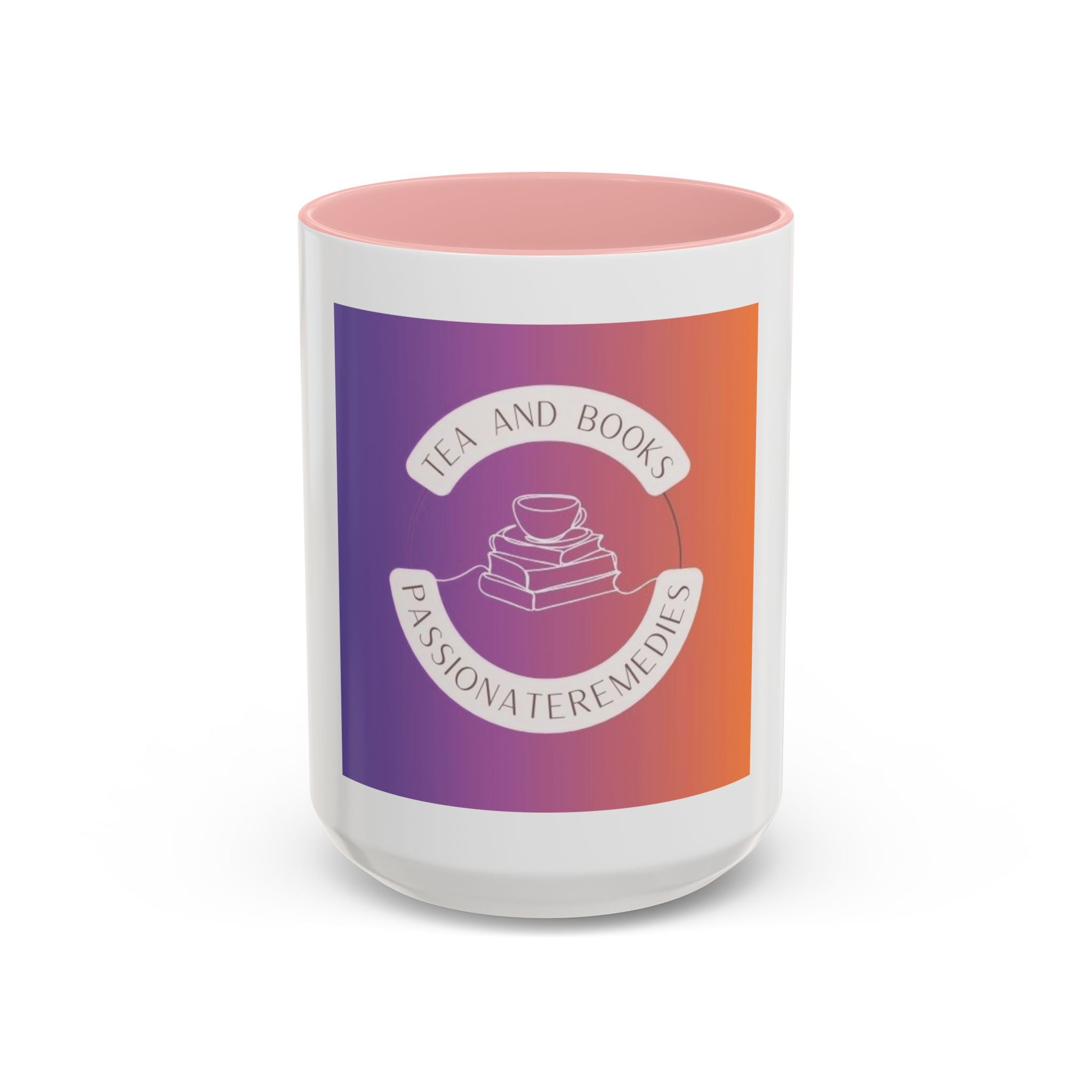 Tea and Books Accent Coffee Mug — Gradient Cozy Booklover 15oz