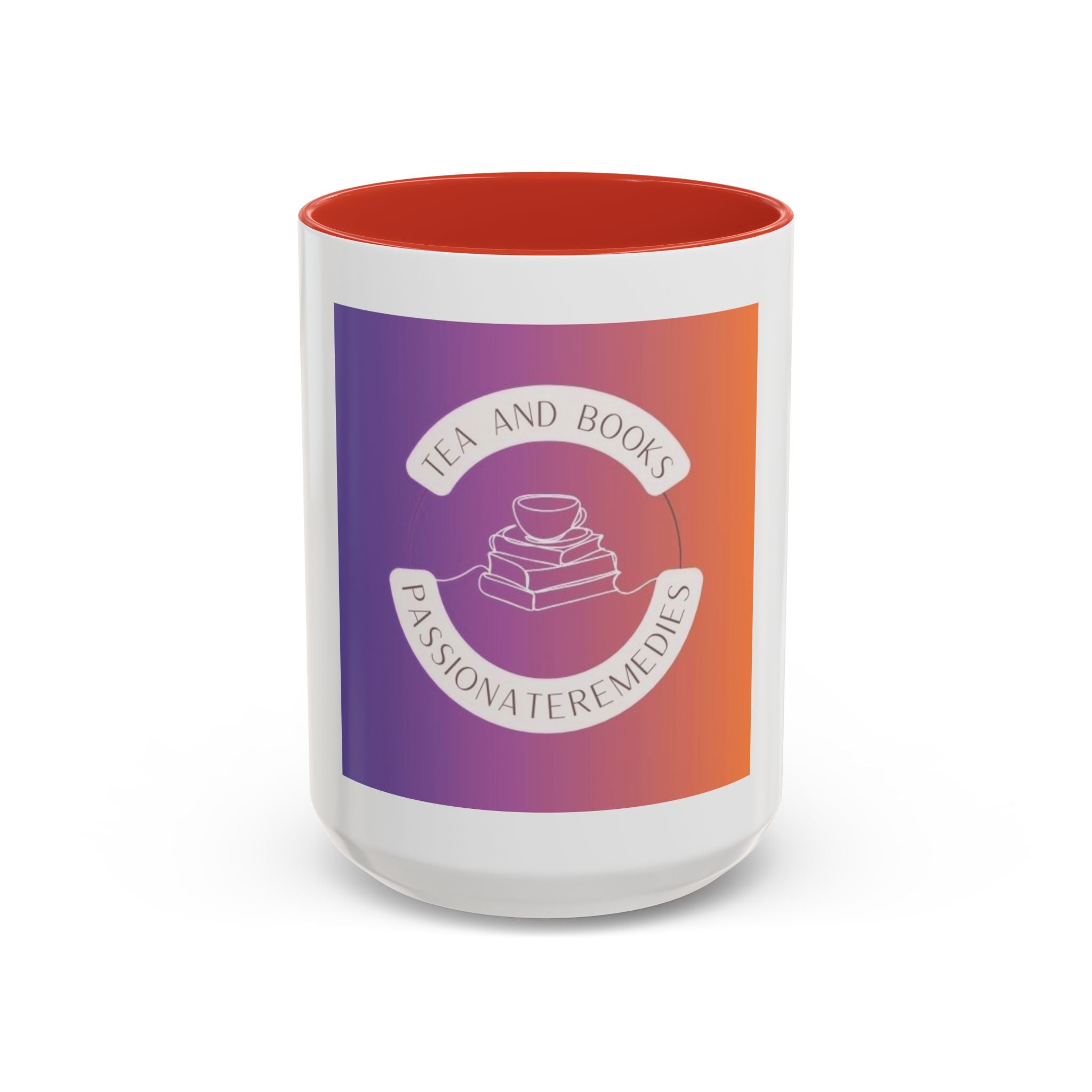 Tea and Books Accent Coffee Mug — Gradient Cozy Booklover 15oz