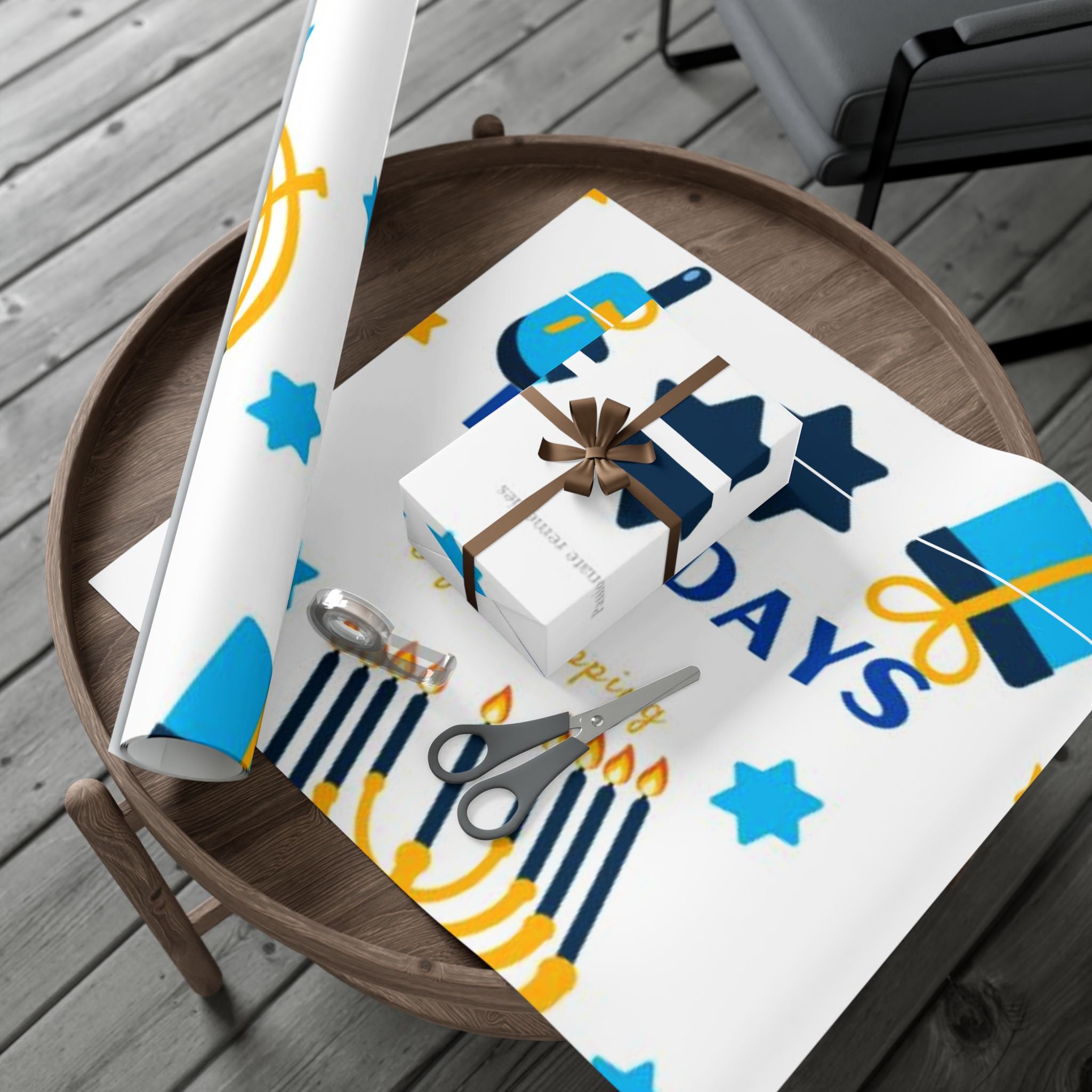 Hanukkah Gift Wrap Paper – Menorah & Star of David Holiday Wrapping Sheets