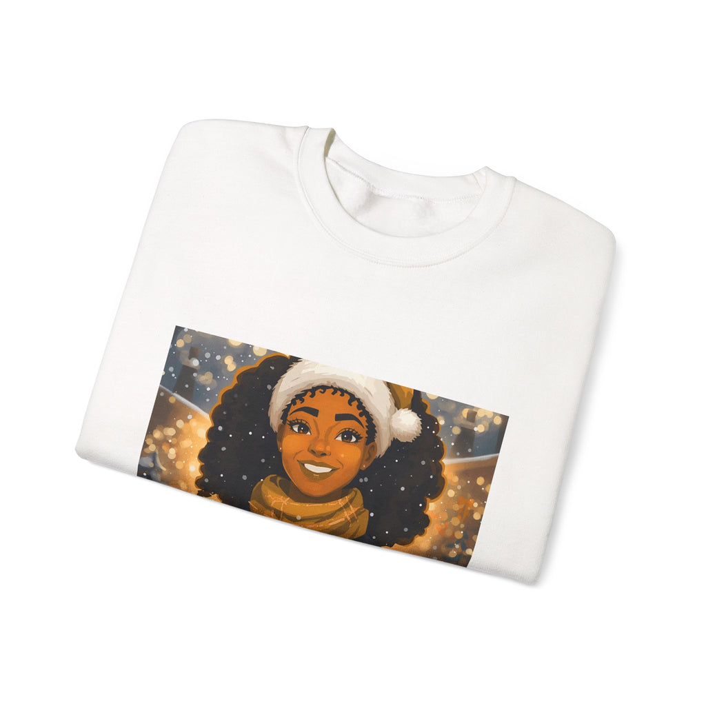 Crewneck Sweatshirt — "Merry Mazel" Festive Winter Girl Holiday Sweatshirt