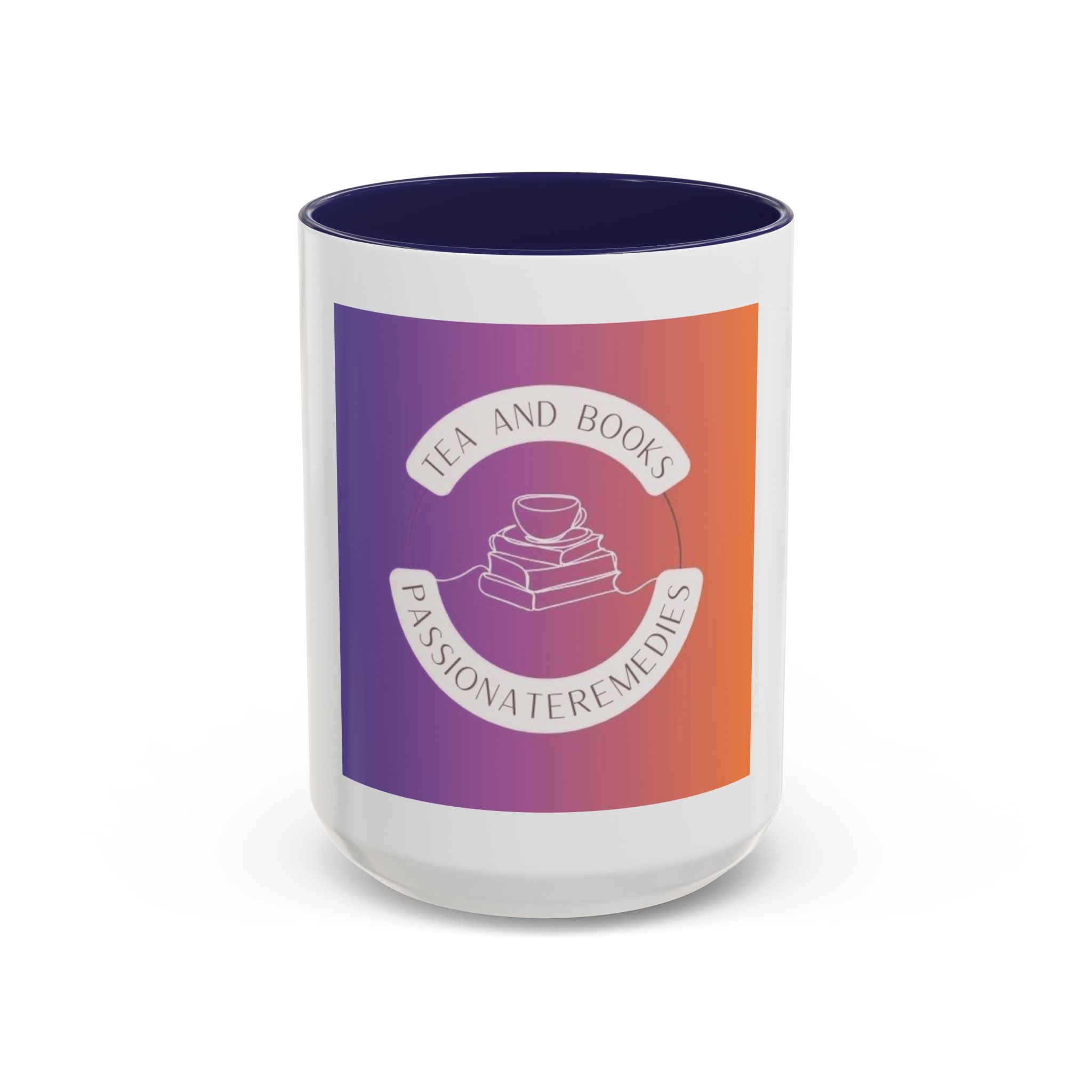 Tea and Books Accent Coffee Mug — Gradient Cozy Booklover 15oz