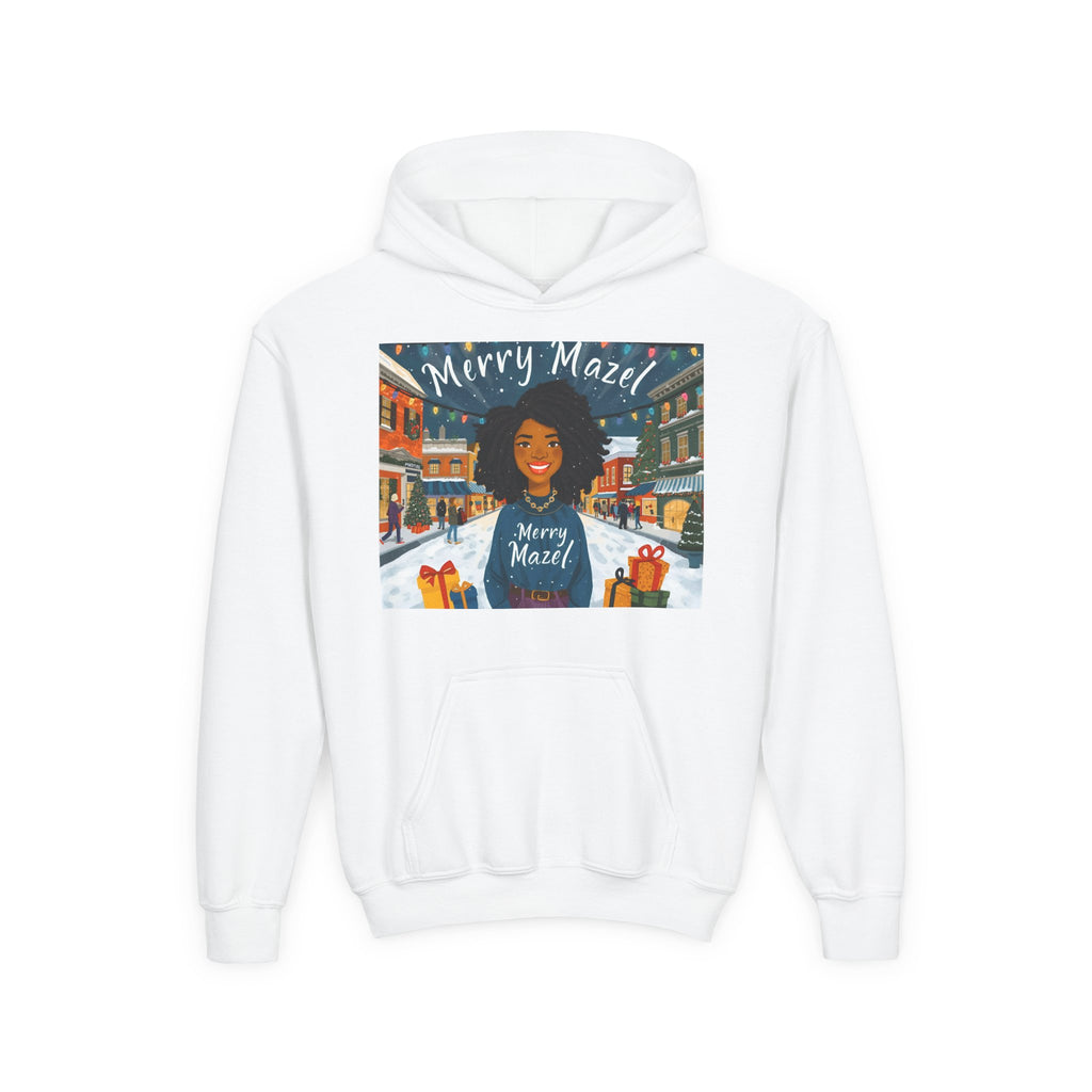 Youth Hoodie — "Merry Mazel" Holiday Sweatshirt for Kids