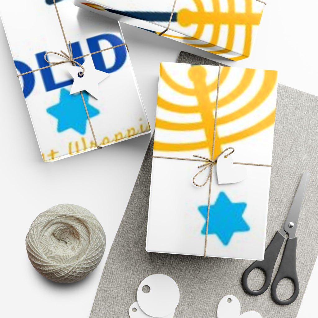 Hanukkah Gift Wrap Paper – Menorah & Star of David Holiday Wrapping Sheets