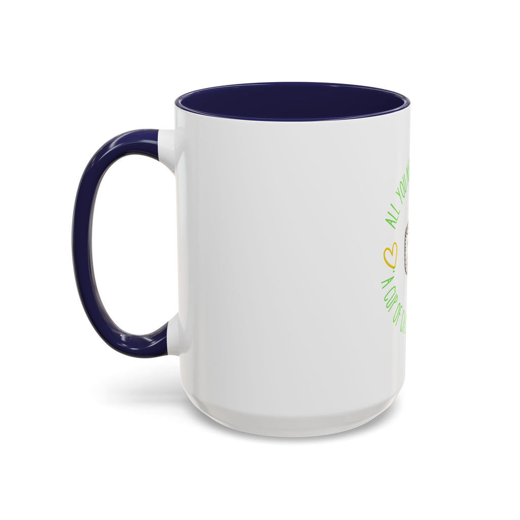 Coffee Mug — "All You Need Is Love and a Cup of Calm in a Loud World" Cute Cute Cat Coffee Cup, 15oz Accent Mug