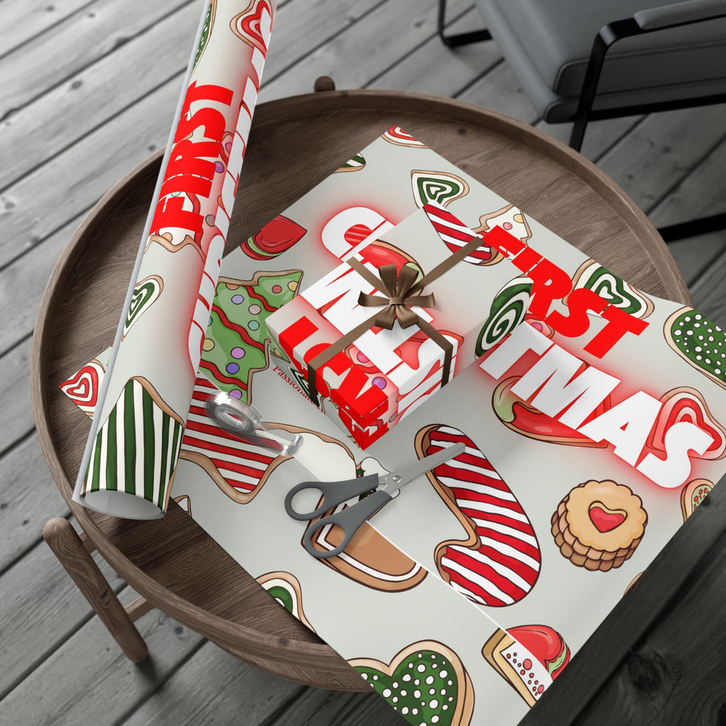 Christmas Cookie Gift Wrap Paper — 'First Christmas' Holiday Wrapping Sheets
