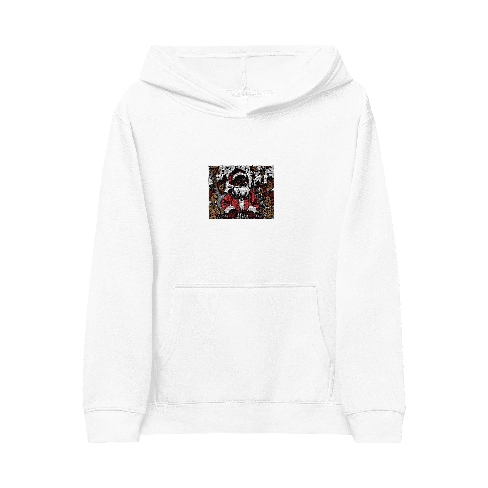 Kids Embroidered Santa Claus Hoodie — Festive Christmas Fleece for Children