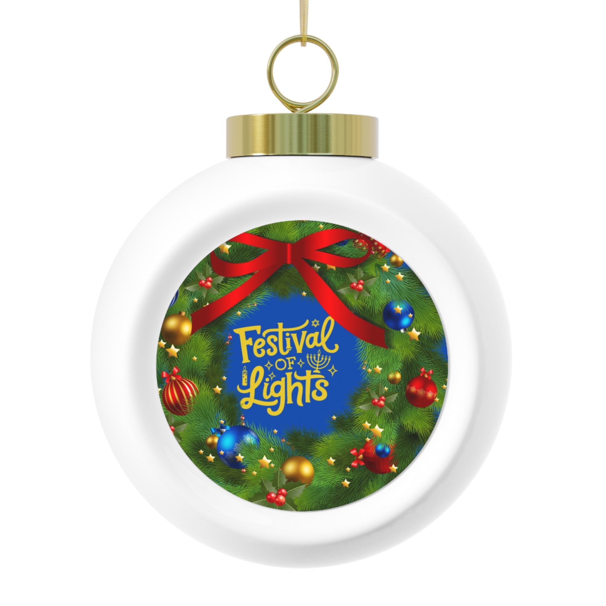 Festival of Lights Christmas Ornament – Poinsettia & Wreath Holiday Ball