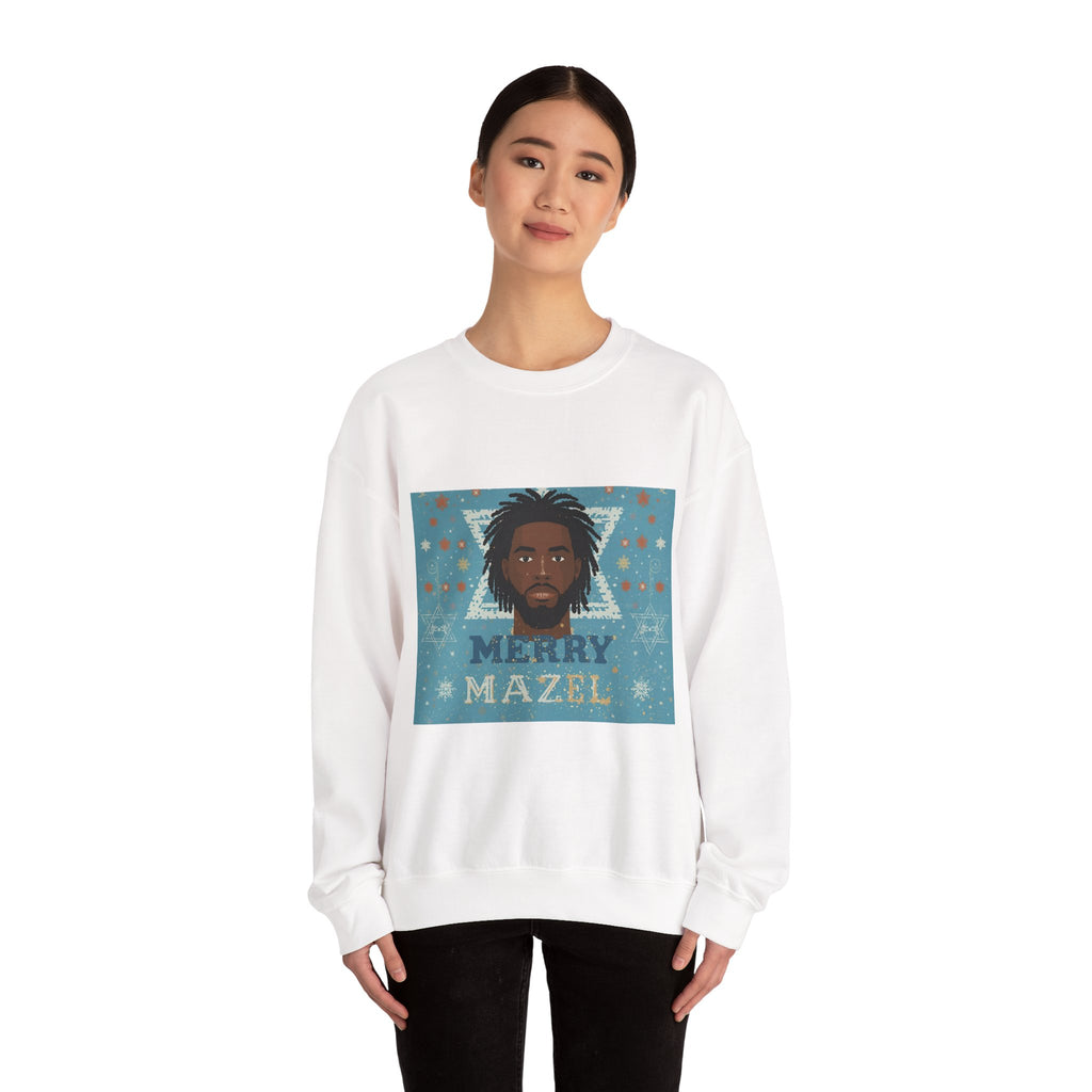 Merry Mazel Crewneck Sweatshirt – Festive Hanukkah Graphic Pullover