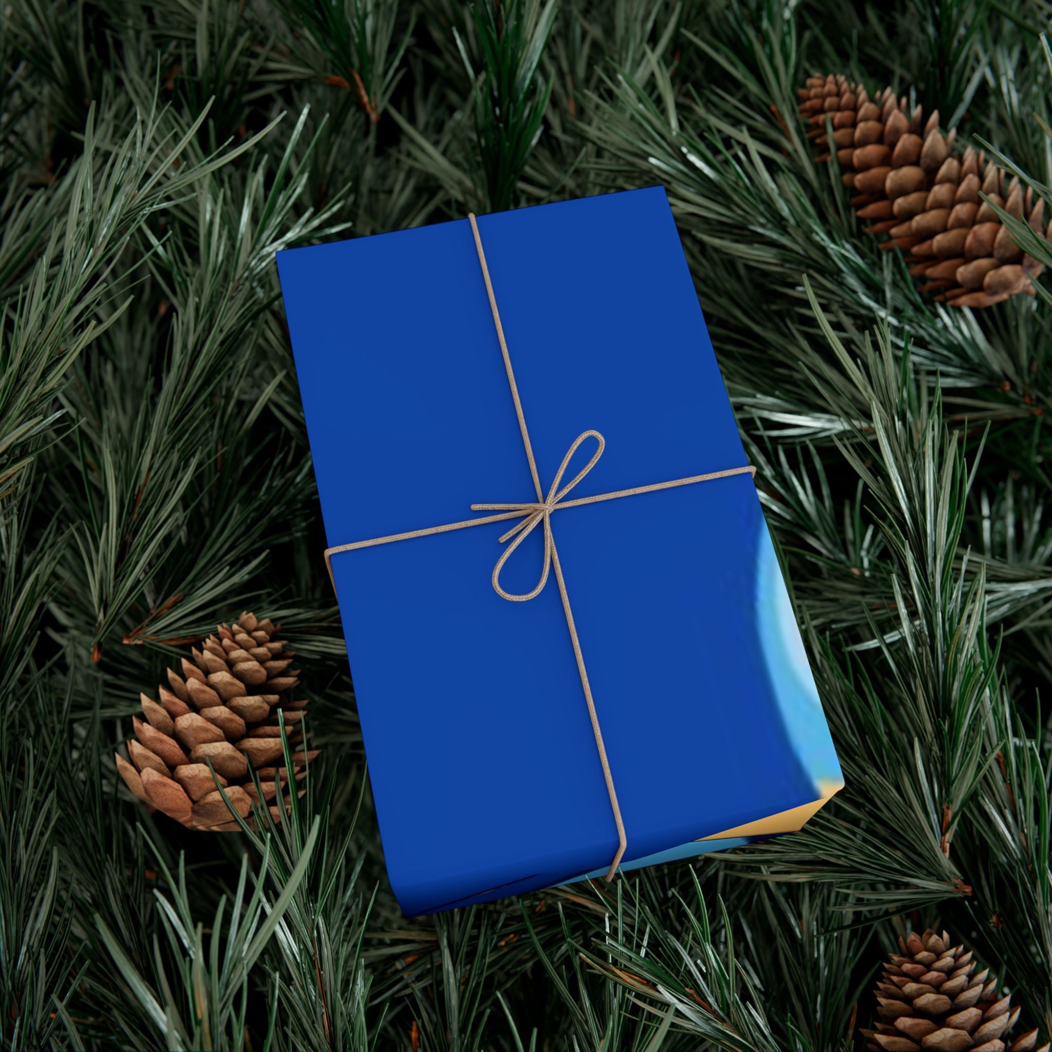 Hanukkah Dreidel Gift Wrap Paper – Blue Holiday Wrapping Sheets with “Happy Hanukkah” Design