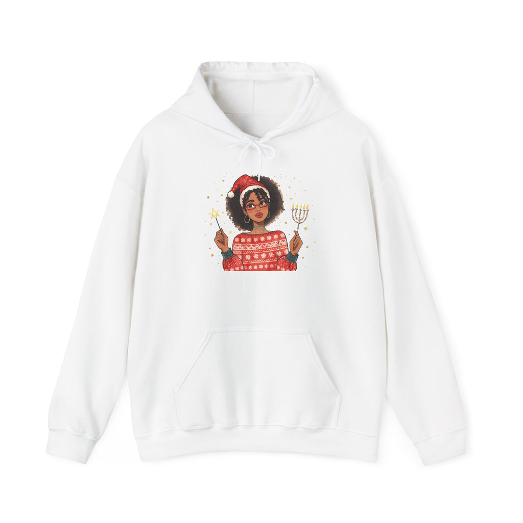 Black Girl Chef Holiday Hoodie - Cute Afro Chef Holding Utensils Christmas Sweatshirt
