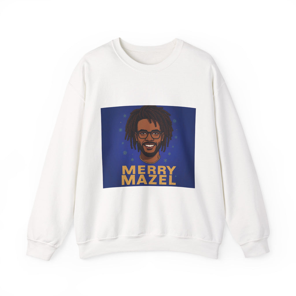 Holiday Sweatshirt — 'Merry Mazel' Festive Illustration Crewneck