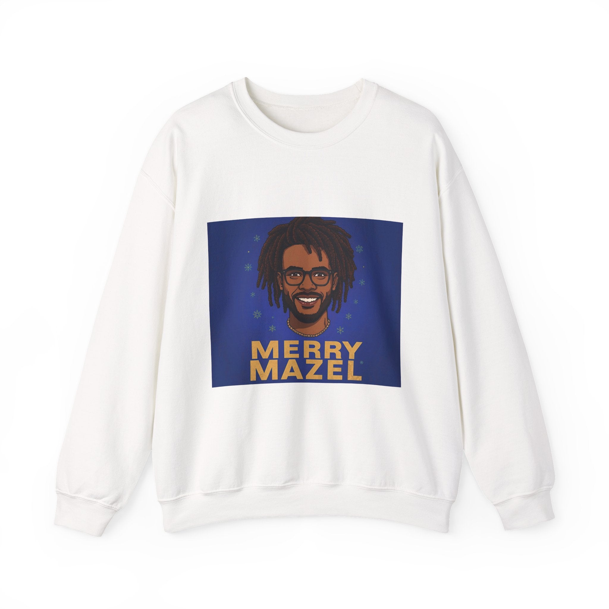 Holiday Sweatshirt — 'Merry Mazel' Festive Illustration Crewneck