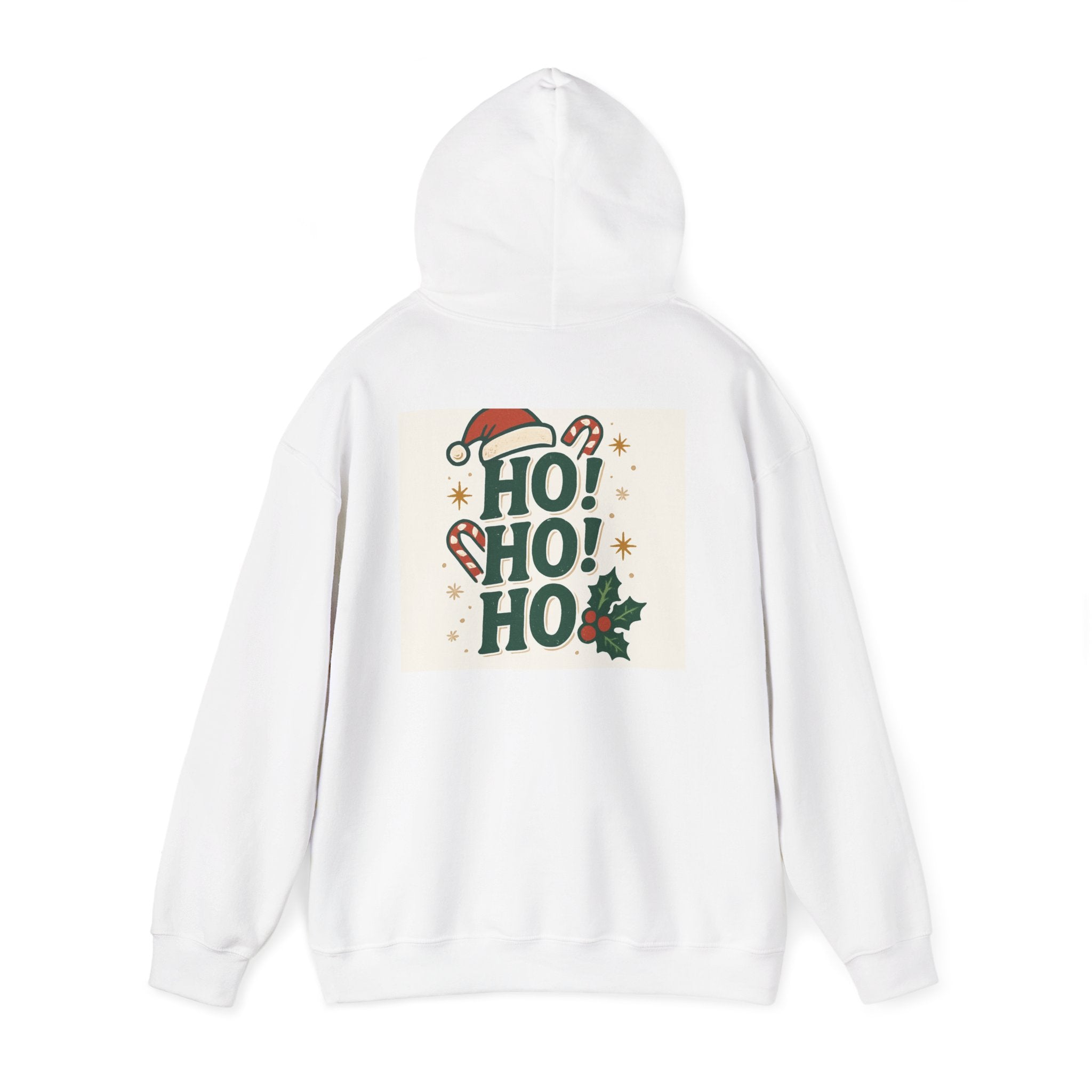 Christmas Hoodie — Santa 'Wrapper' Graphic Front with 'HO! HO! HO!' Back