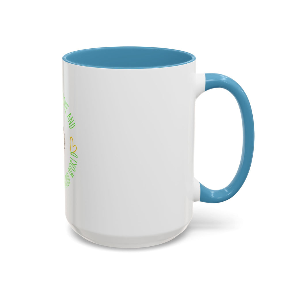 Coffee Mug — "All You Need Is Love and a Cup of Calm in a Loud World" Cute Cute Cat Coffee Cup, 15oz Accent Mug