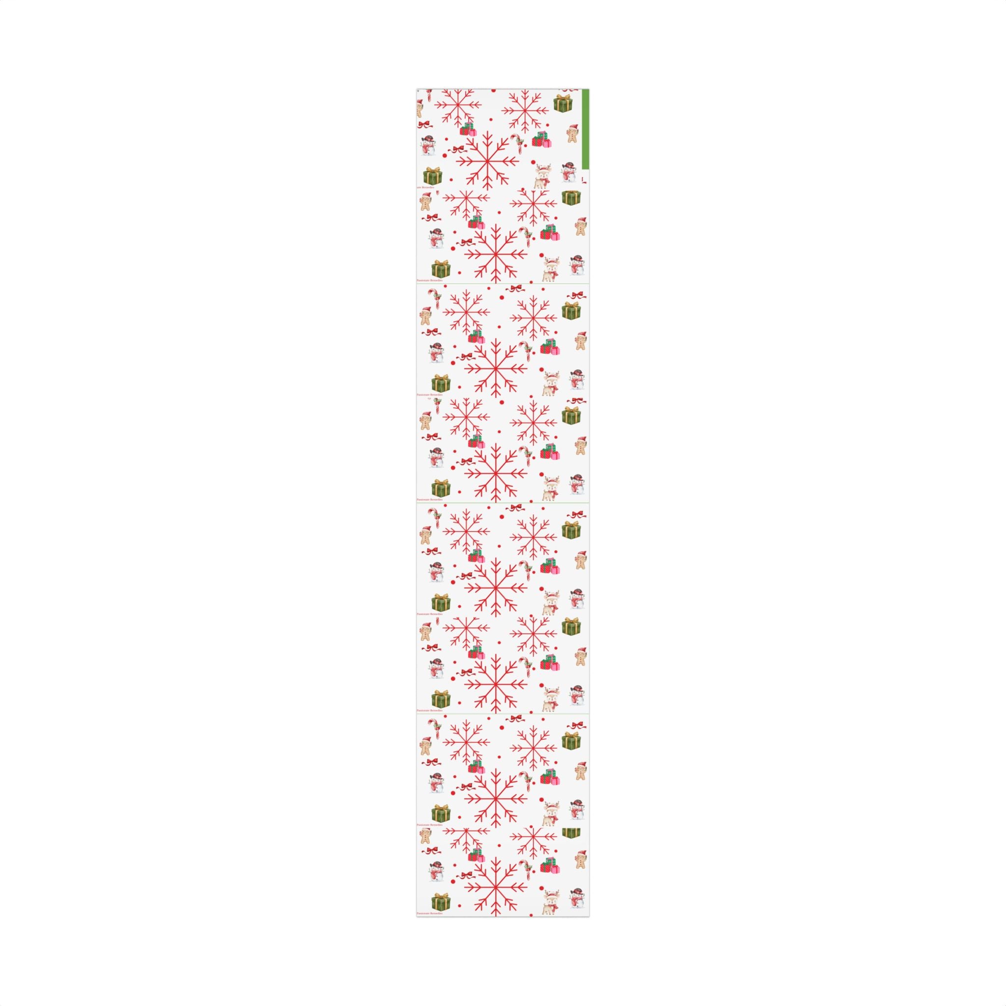 Holiday Snowflake Gift Wrap Paper Roll — Red & White Christmas Wrapping