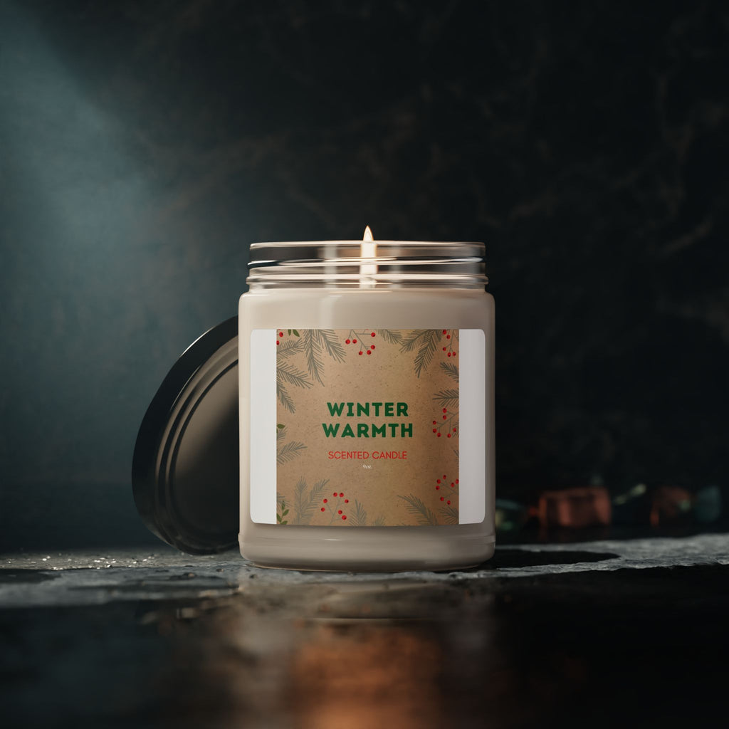 Winter Warmth Scented Soy Candle — 9oz Holiday Pine & Spice Jar
