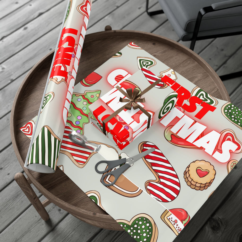 Christmas Cookie Gift Wrap Paper — 'First Christmas' Holiday Wrapping Sheets