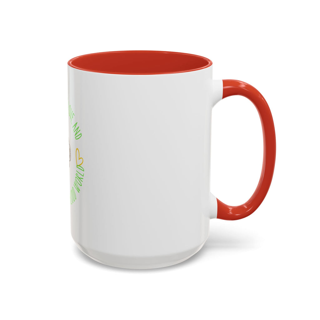 Coffee Mug — "All You Need Is Love and a Cup of Calm in a Loud World" Cute Cute Cat Coffee Cup, 15oz Accent Mug