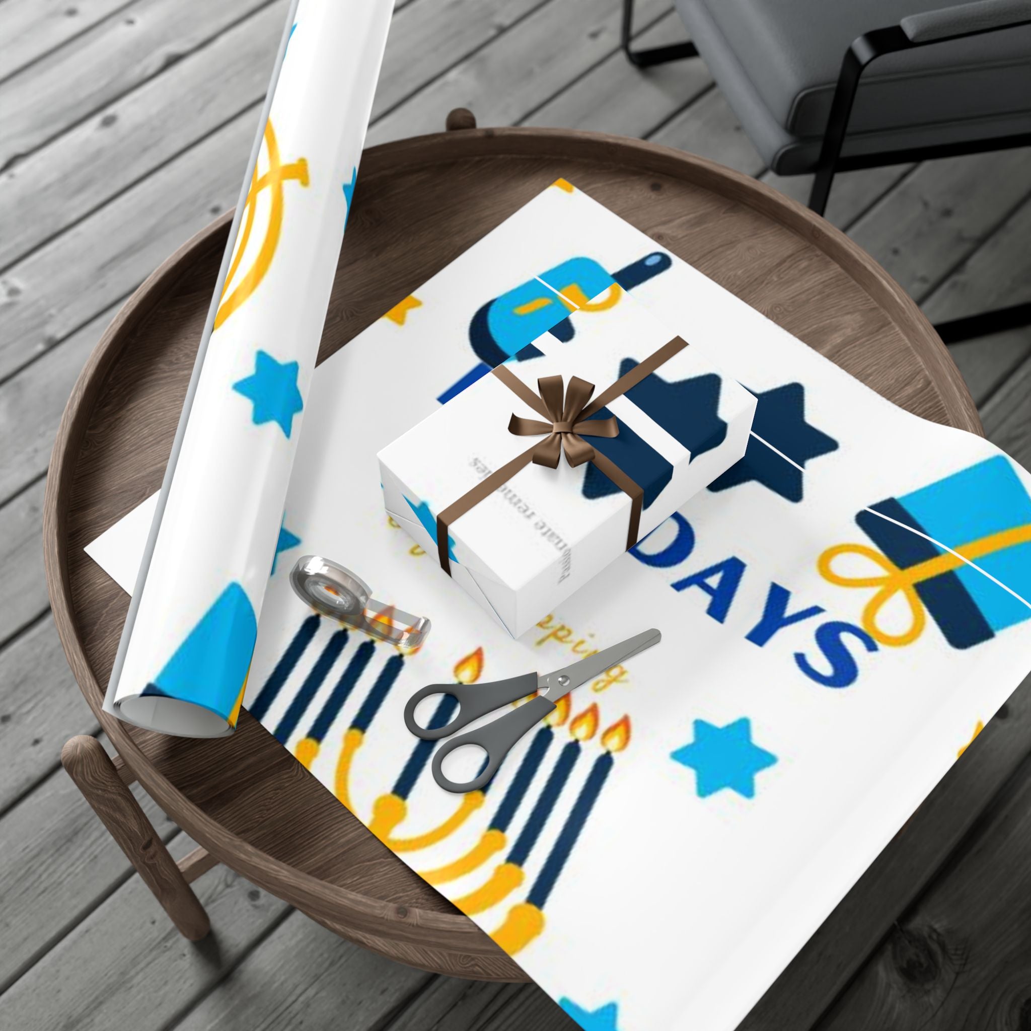 Hanukkah Gift Wrap Paper – Menorah & Star of David Holiday Wrapping Sheets