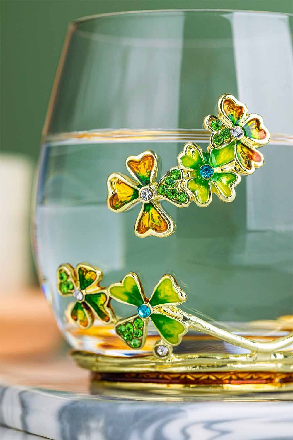 Luka Tech Enamel flower Lead-free Glass Coffee Mugs Tea Cup with Steel Spoon, Best Birthday Gifts For Women Wife Mom Friends Mothers Valentines Day Christmas (Purple-Tall)