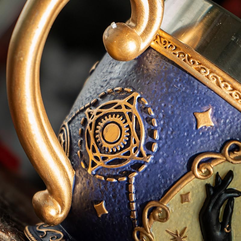 Pacific Giftware Tarot Tea Cup 8 floz Resin And Stainless Steel Mug with Mystical Symbols Ideal for Coffee Tea Drinks Gift for Tarot Spiritual And Halloween Decor
