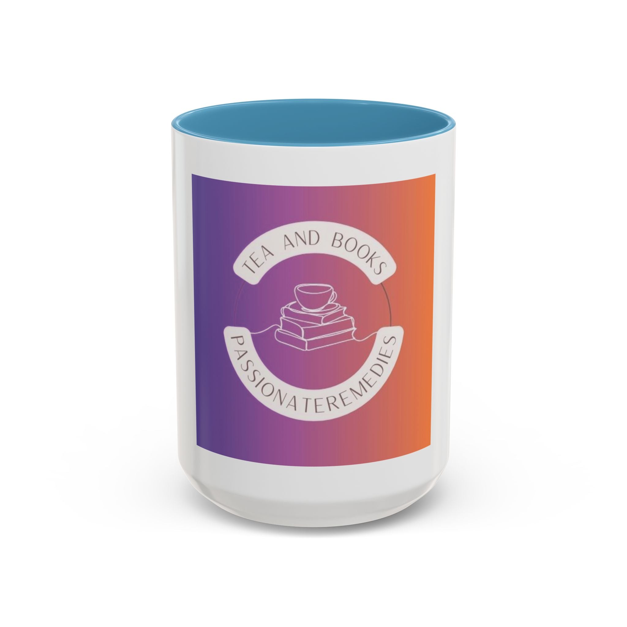 Tea and Books Accent Coffee Mug — Gradient Cozy Booklover 15oz