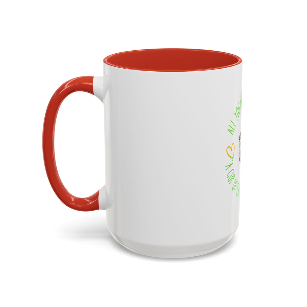 Coffee Mug — "All You Need Is Love and a Cup of Calm in a Loud World" Cute Cute Cat Coffee Cup, 15oz Accent Mug