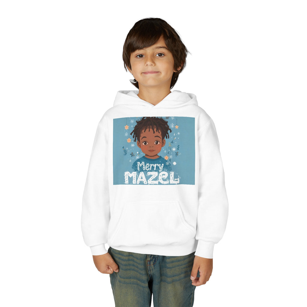 Youth Hoodie — 'Merry Mazel' Kids Hanukkah Sweatshirt with Festive Star Design