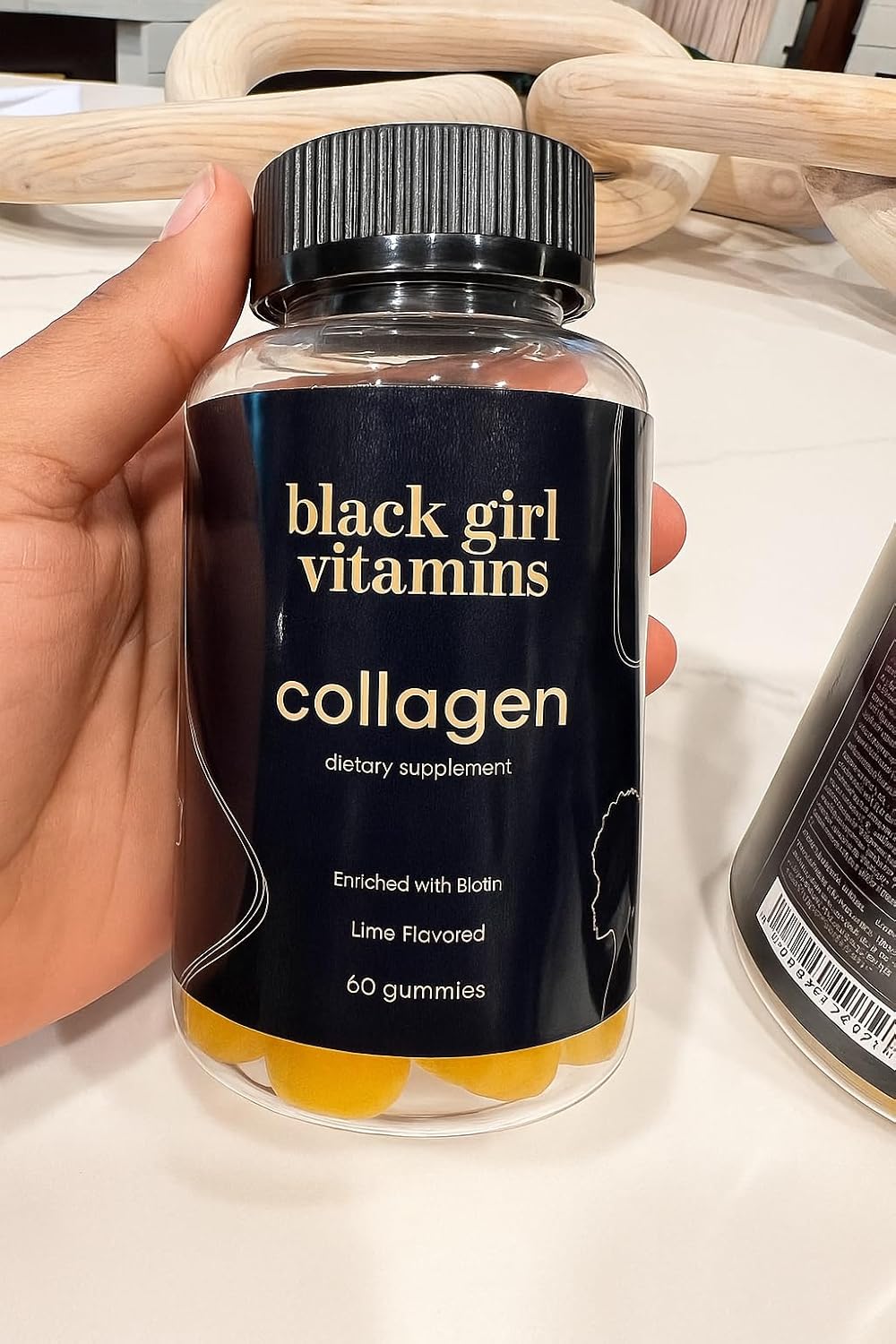 Black Girl Vitamins - Collagen Gummies for Hair, Skin, and Nail Support, with Vitamin C, Vitamin E, and Biotin, Gluten-Free, (Lime), 60ct