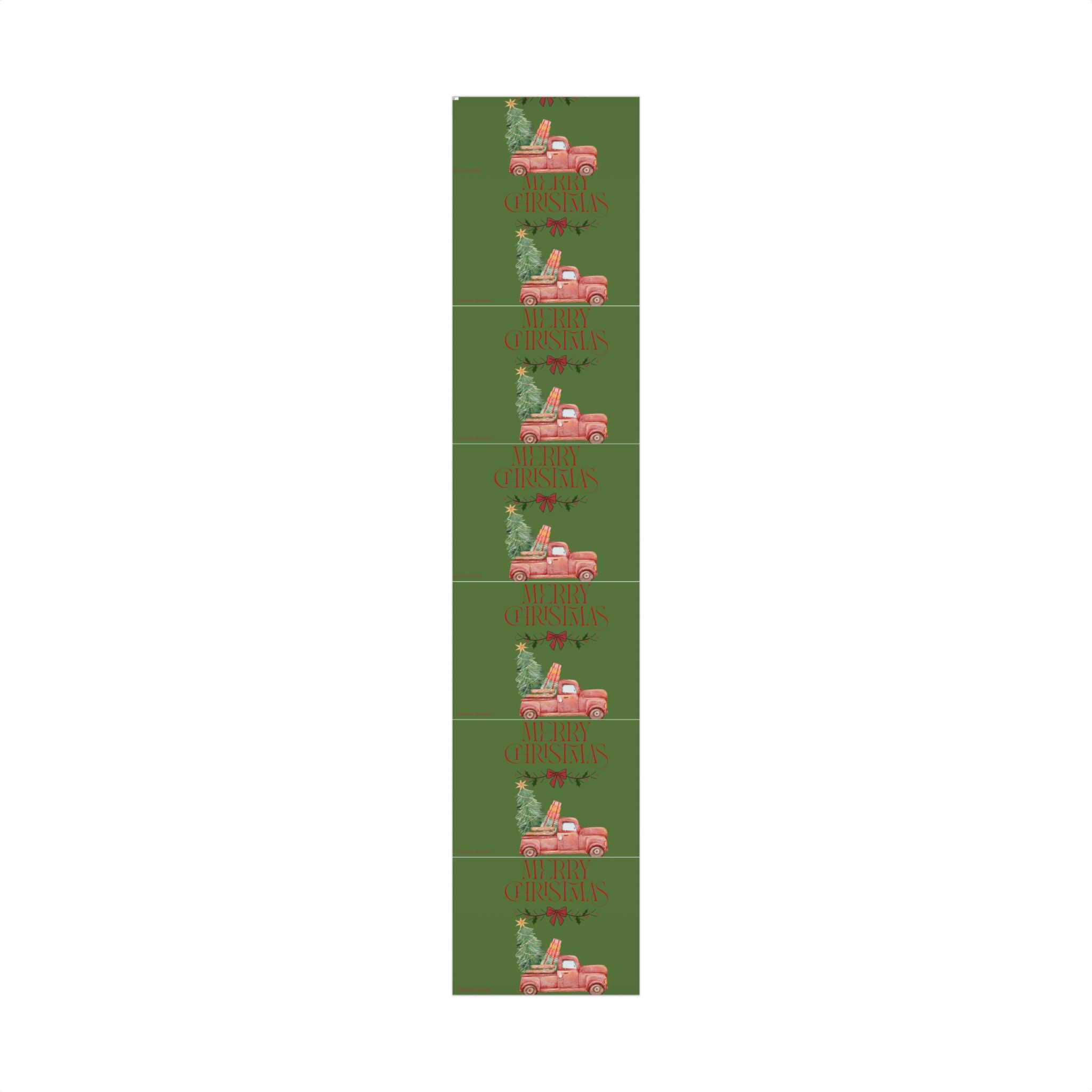 Christmas Vintage Truck Gift Wrap Paper — Green Holiday Wrapping with Tree & Presents