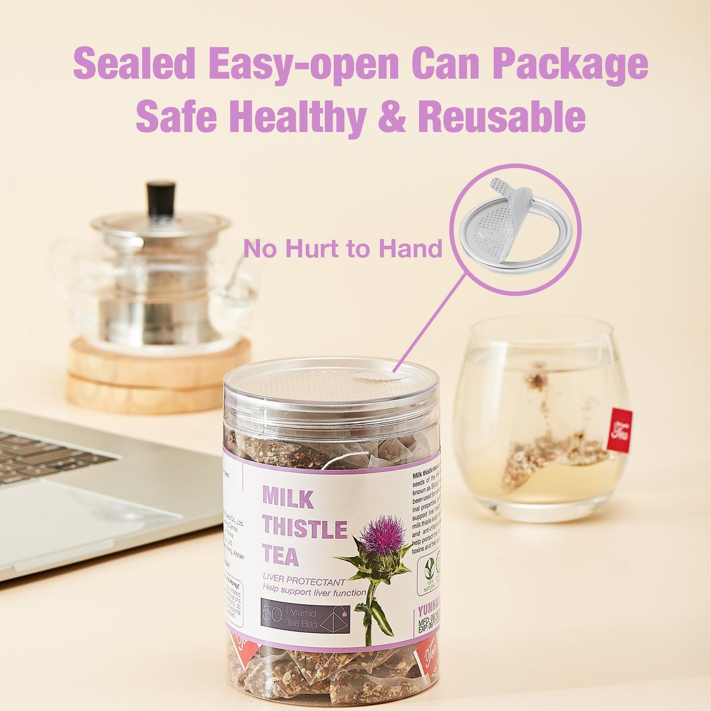 50 Ginger Turmeric Tea Bags – Premium Herbal Turmeric and Ginger Tea for Digestion and Immune Support, Caffeine-Free