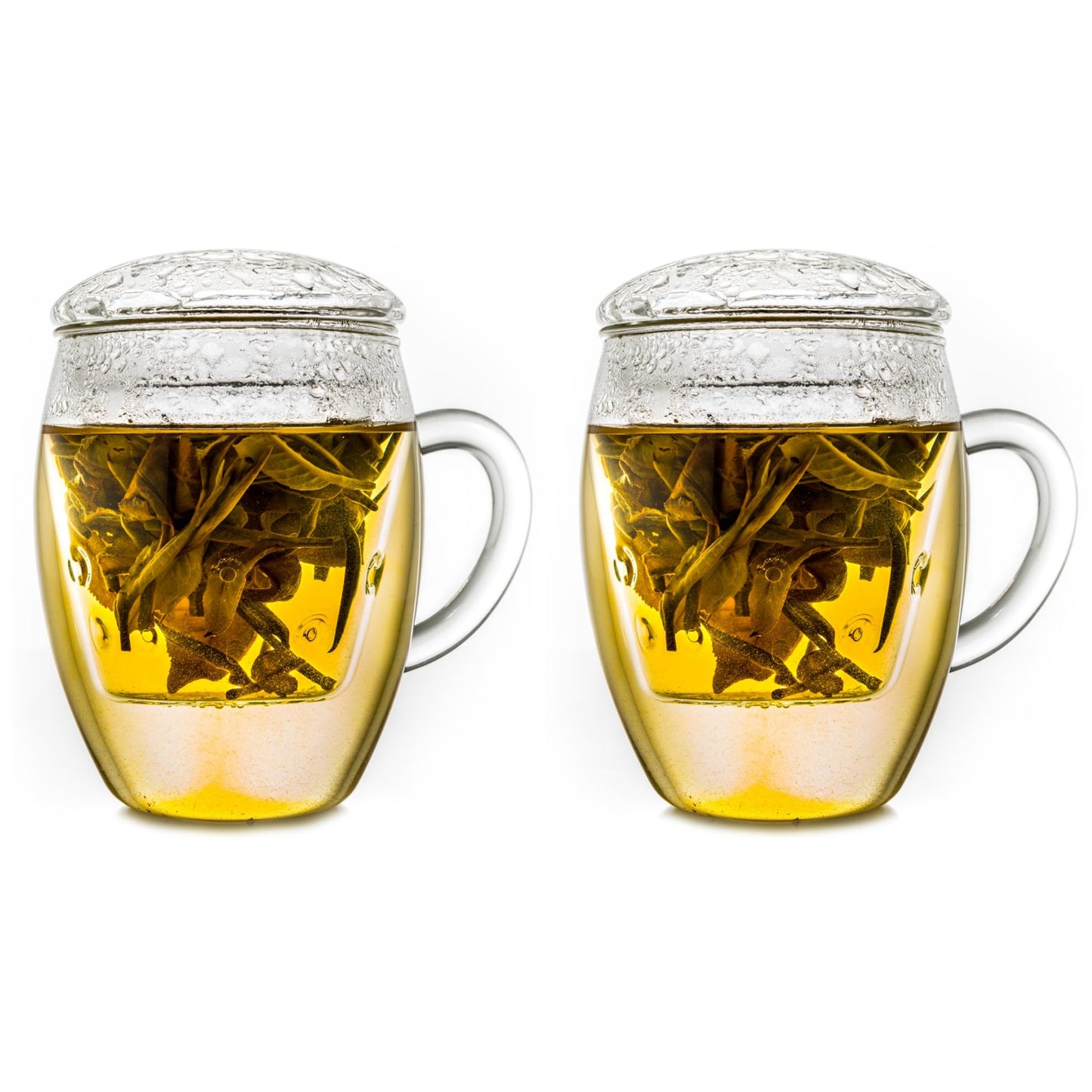 Creano Tea Glass with Infuser and Lid 400ml - Large Tea Cup - Microwave & Dishwasher Safe - Loose Leaf Tea Maker Gift Set