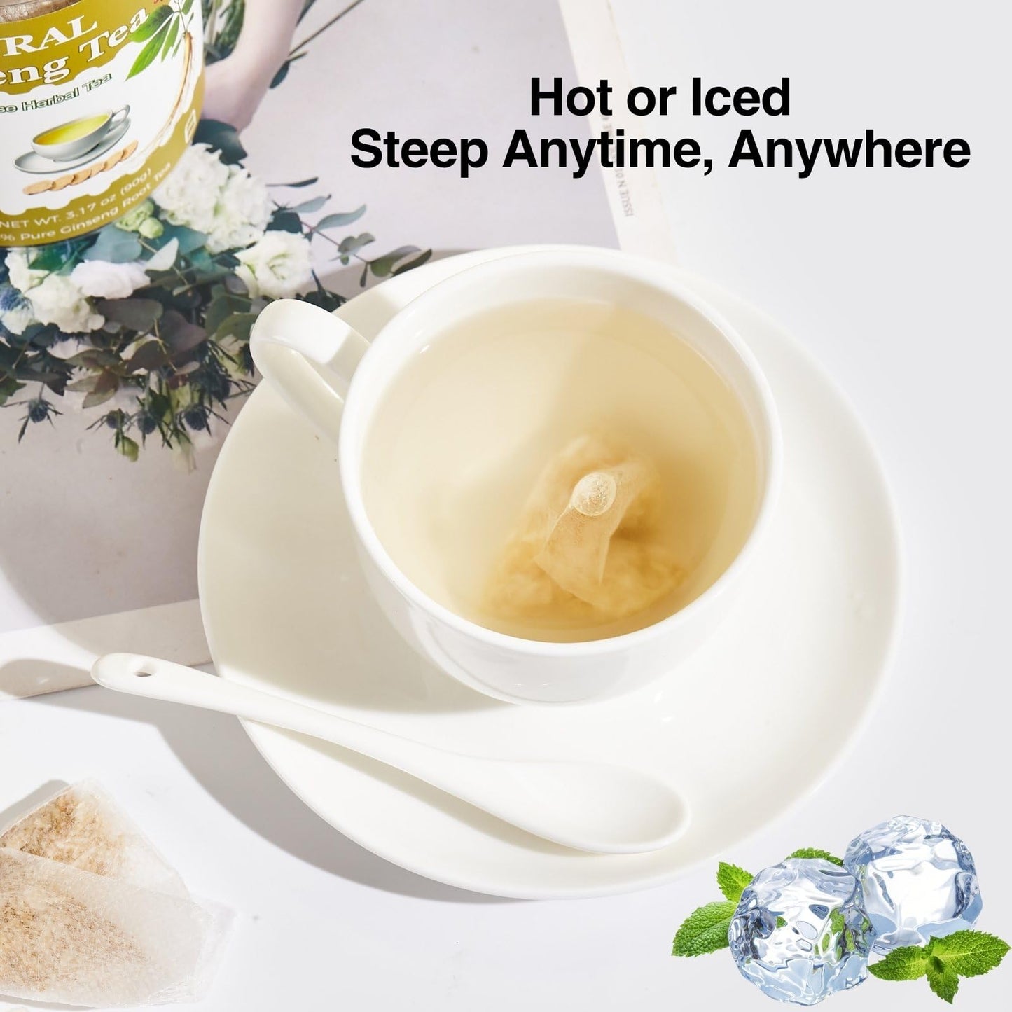 50 Ginger Turmeric Tea Bags – Premium Herbal Turmeric and Ginger Tea for Digestion and Immune Support, Caffeine-Free