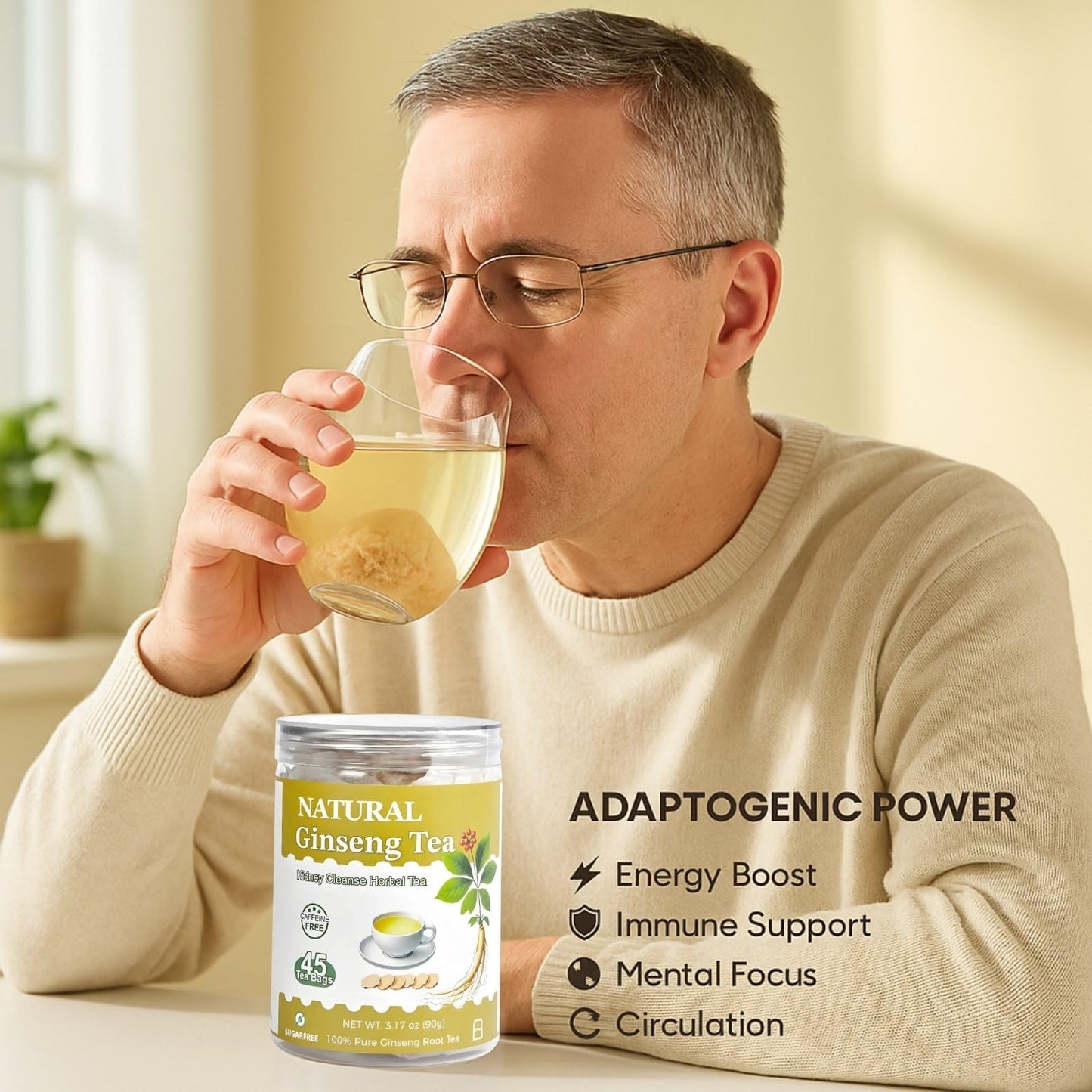 50 Ginger Turmeric Tea Bags – Premium Herbal Turmeric and Ginger Tea for Digestion and Immune Support, Caffeine-Free