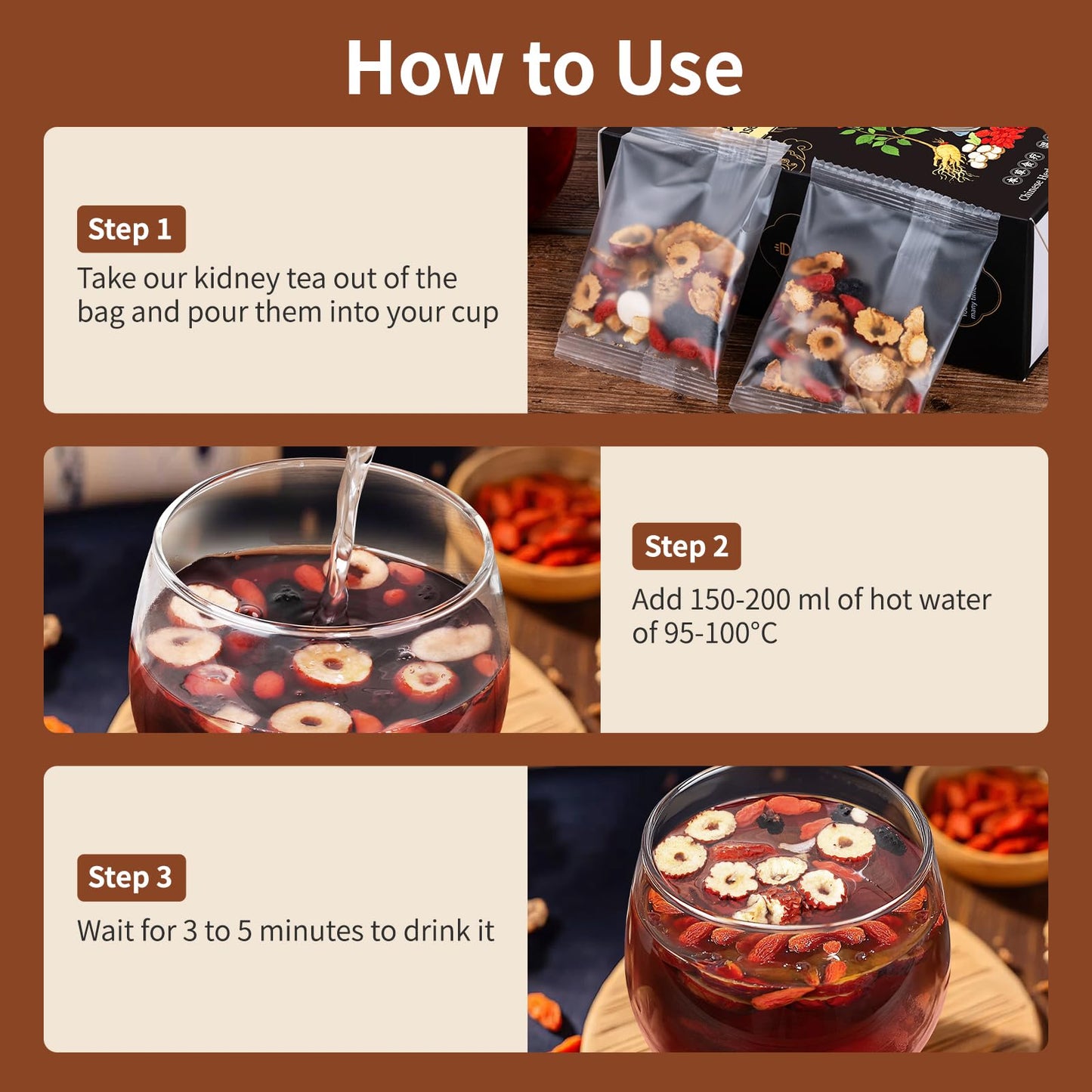 Ginseng Five Treasures Kidney Tea, Traditional Chinese Herbal TeaBags, Natural Organic Kidney Cleanse Detox Tea for Women & Men, 7 Precious Ingredients Formula(1 Pack/25 Bags)