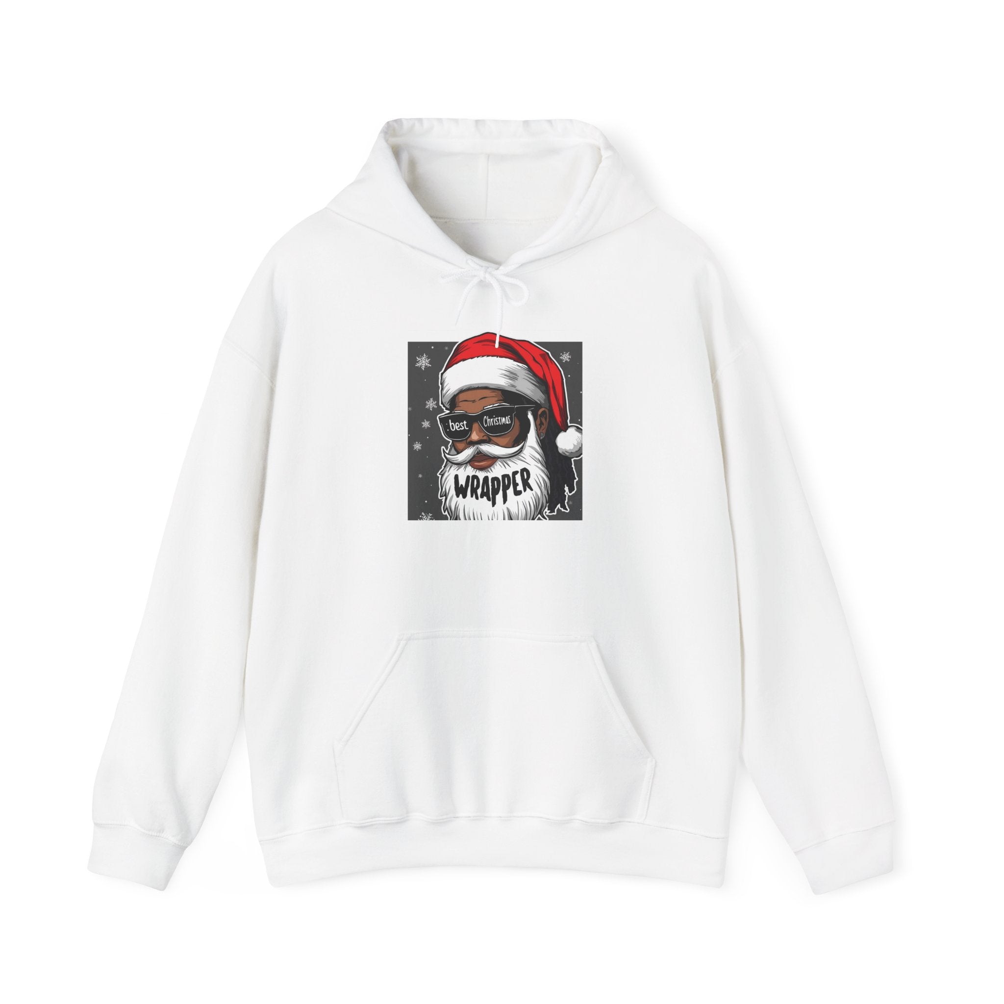 Christmas Hoodie — Santa 'Wrapper' Graphic Front with 'HO! HO! HO!' Back