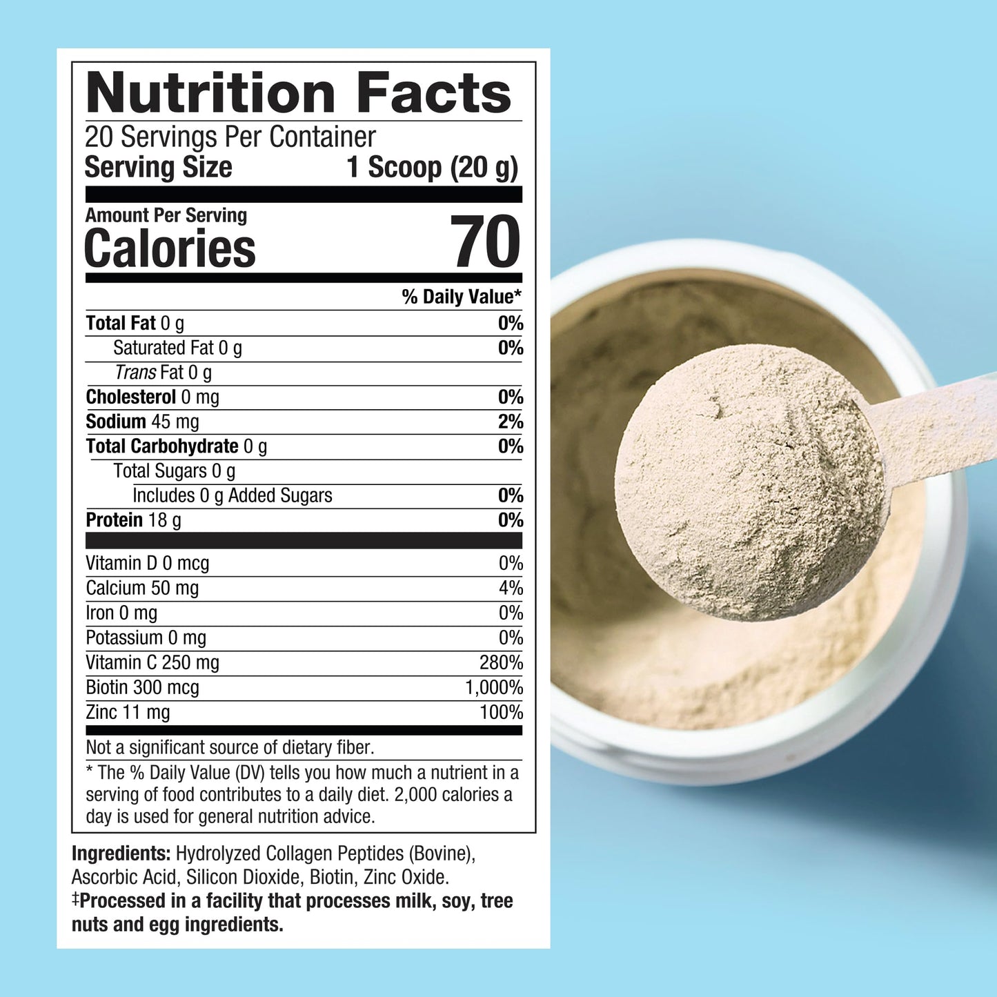 Purely Inspired Collagen Powder, Unflavored (20 Servings) - 20g Collagen Peptides Protein Powder for Women & Men - Grass-Fed & Pasture Raised - Gluten-Free, Paleo & Keto-Friendly Collagen Drink