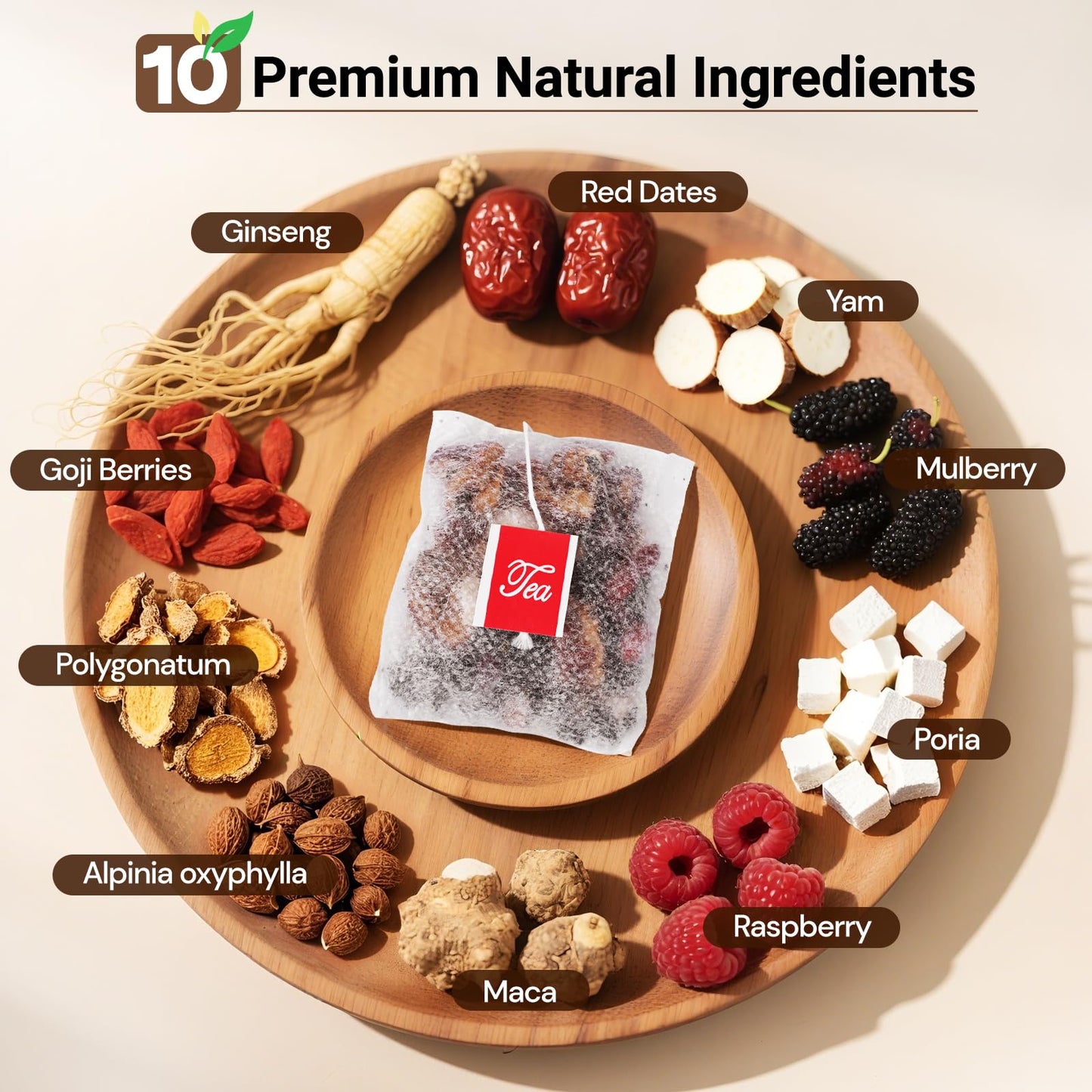 Ginseng Five Treasures Kidney Tea, Traditional Chinese Herbal TeaBags, Natural Organic Kidney Cleanse Detox Tea for Women & Men, 7 Precious Ingredients Formula(1 Pack/25 Bags)