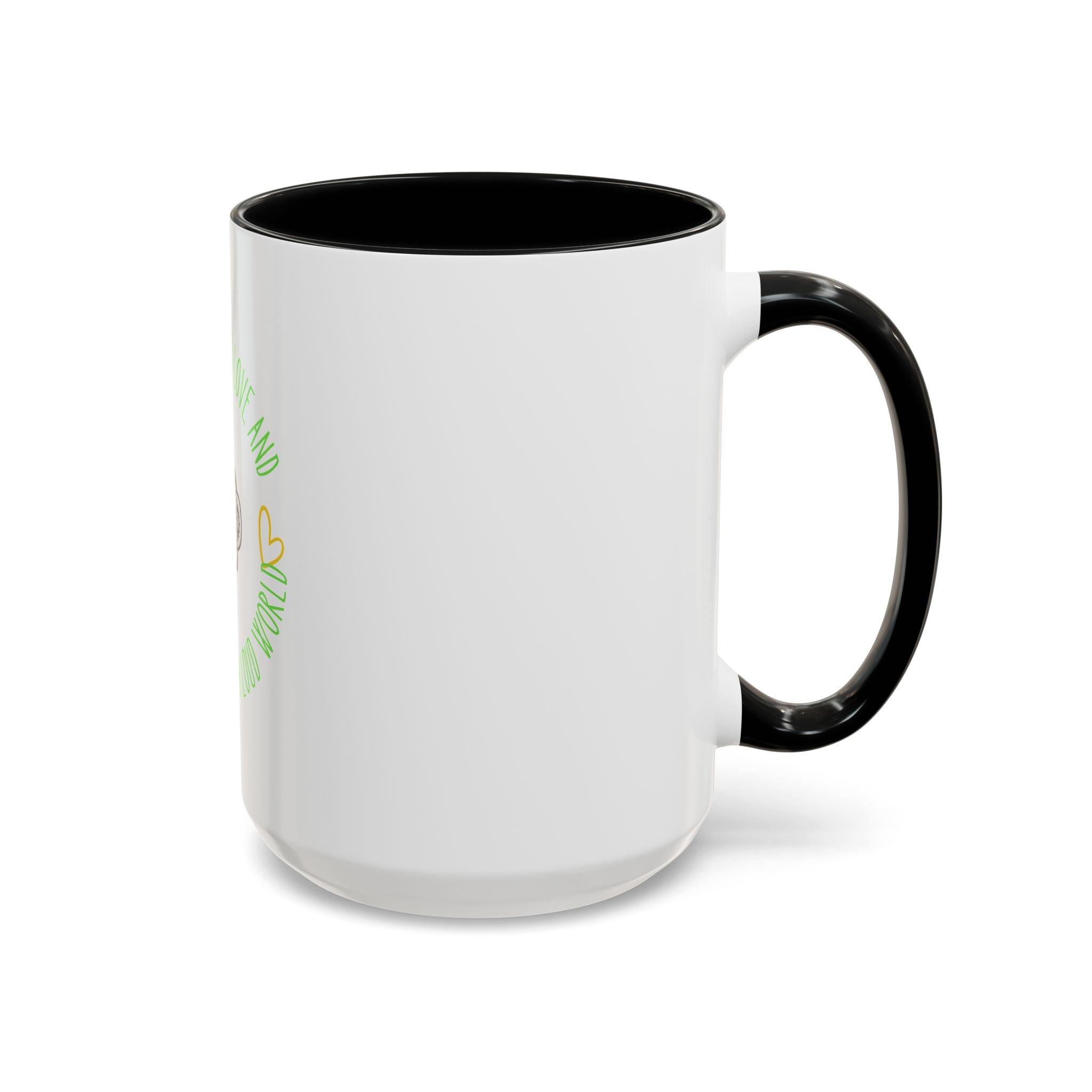 Coffee Mug — "All You Need Is Love and a Cup of Calm in a Loud World" Cute Cute Cat Coffee Cup, 15oz Accent Mug