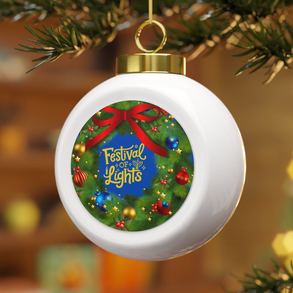 Festival of Lights Christmas Ornament – Poinsettia & Wreath Holiday Ball