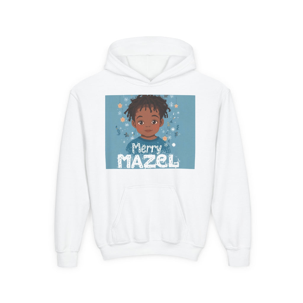 Youth Hoodie — 'Merry Mazel' Kids Hanukkah Sweatshirt with Festive Star Design
