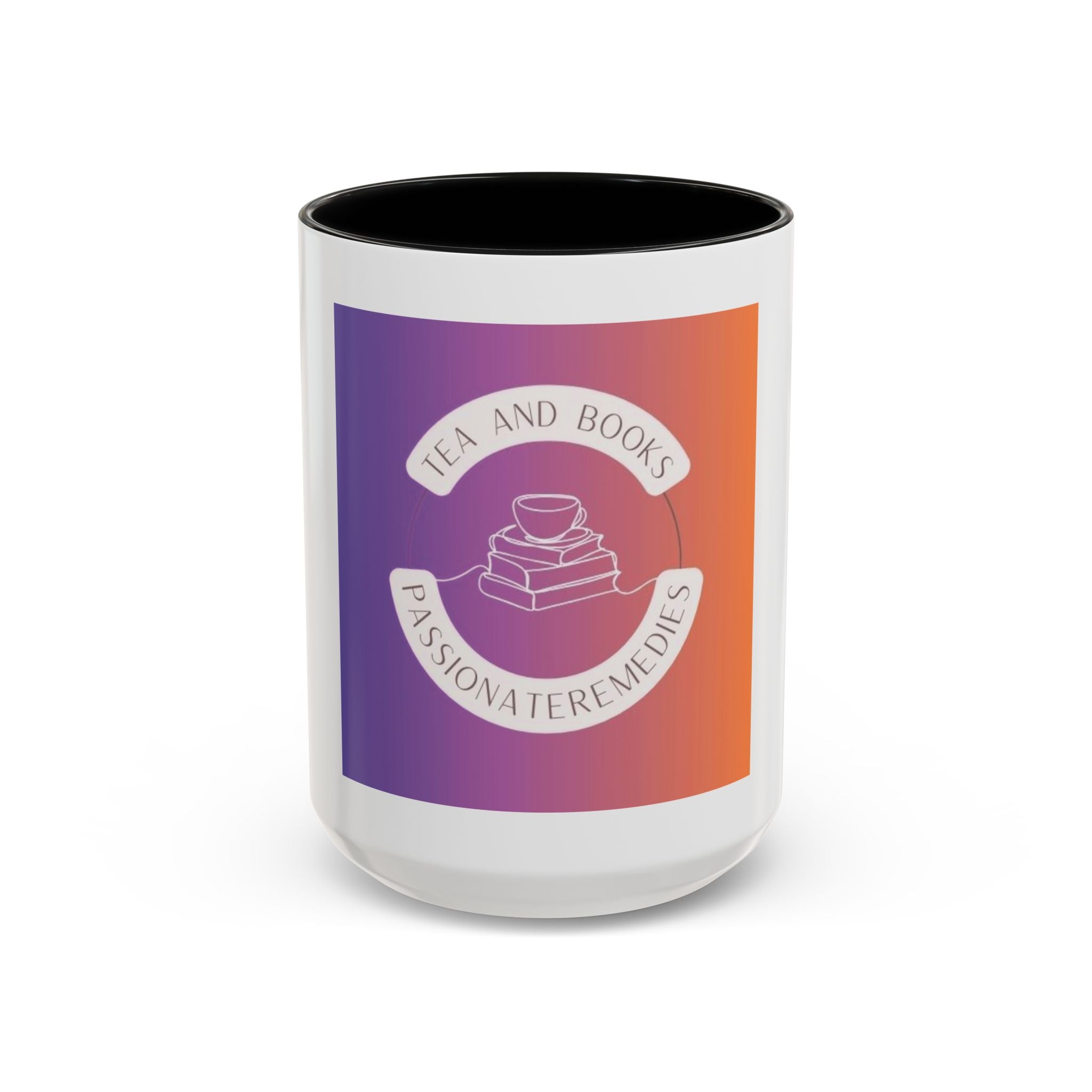 Tea and Books Accent Coffee Mug — Gradient Cozy Booklover 15oz